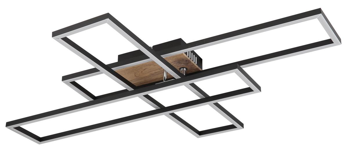 Led-deckenleuchte 67208-40 Dakari - Chromfarben/Dunkelbraun, Design, Holzwerkstoff/Kunststoff (80/60/10cm) - Globo