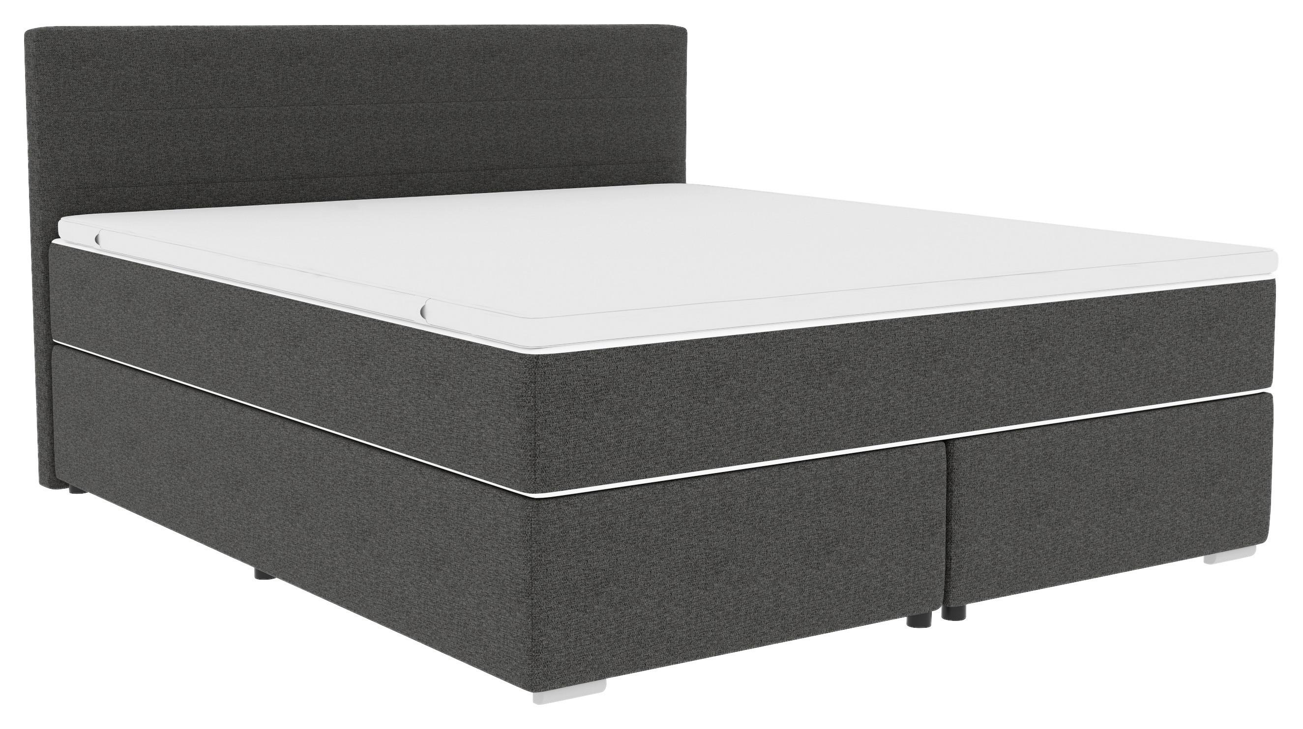 Boxspringbett mit Topper 160x200 Catania - Chromfarben/Anthrazit, KONVENTIONELL, Textil (160/200cm)