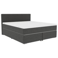 Boxspringbett mit Topper 180x200 Catania - Chromfarben/Anthrazit, KONVENTIONELL, Textil (180/200cm)