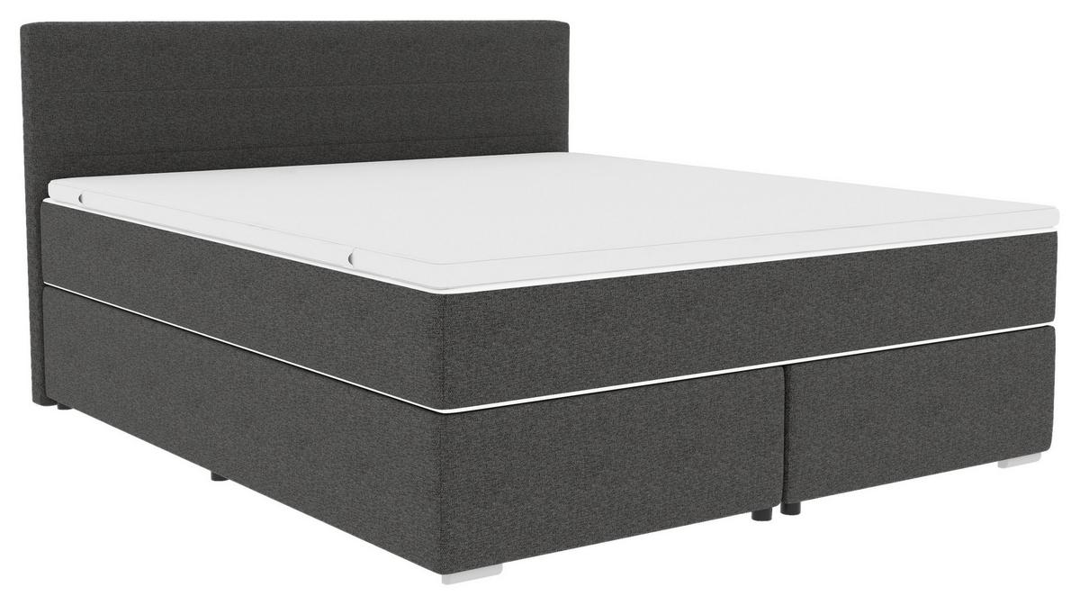 Boxspringbett mit Topper 180x200 Catania - Chromfarben/Anthrazit, KONVENTIONELL, Textil (180/200cm)