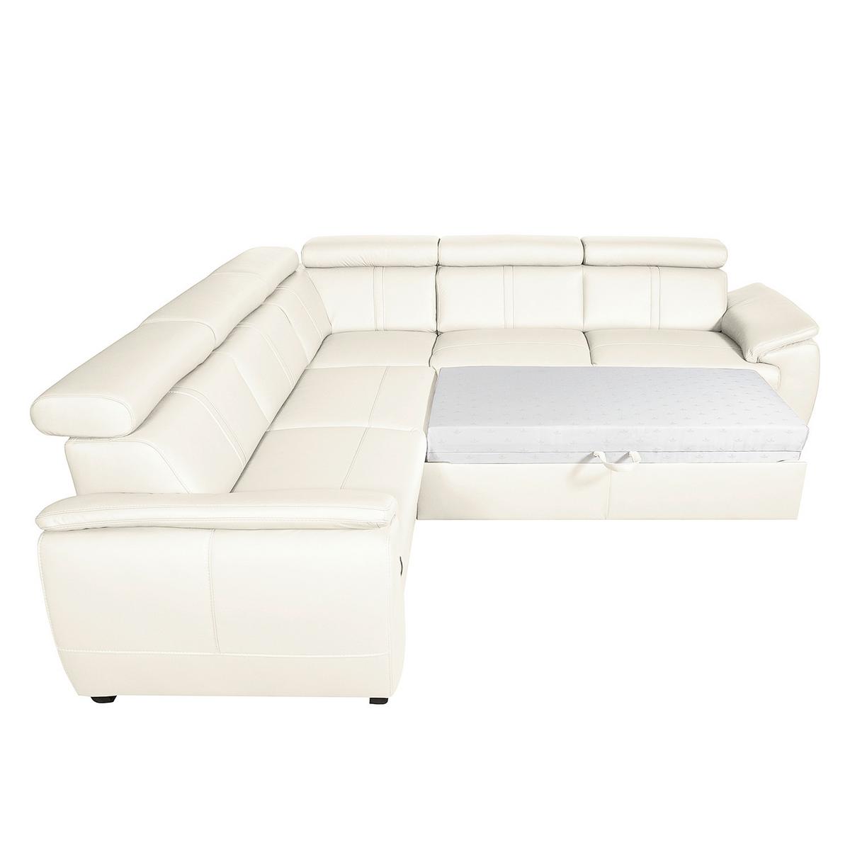 Ecksofa City Weiß B: 265x265 Cm - Wengefarben/Weiß, Design, Leder (265/265cm) - Livetastic