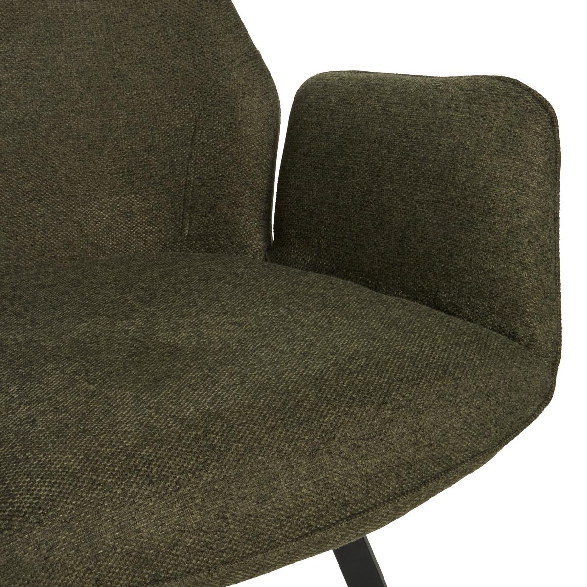 Armlehnstuhl Dalia - Schwarz/Grün, LIFESTYLE, Textil/Metall (59/88/62.5cm) - MID.YOU