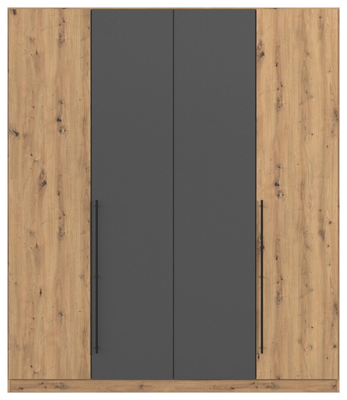 Kleiderschrank Safari B: 181 cm - Eiche Artisan/Grau, KONVENTIONELL, Holzwerkstoff (181/210/54cm)