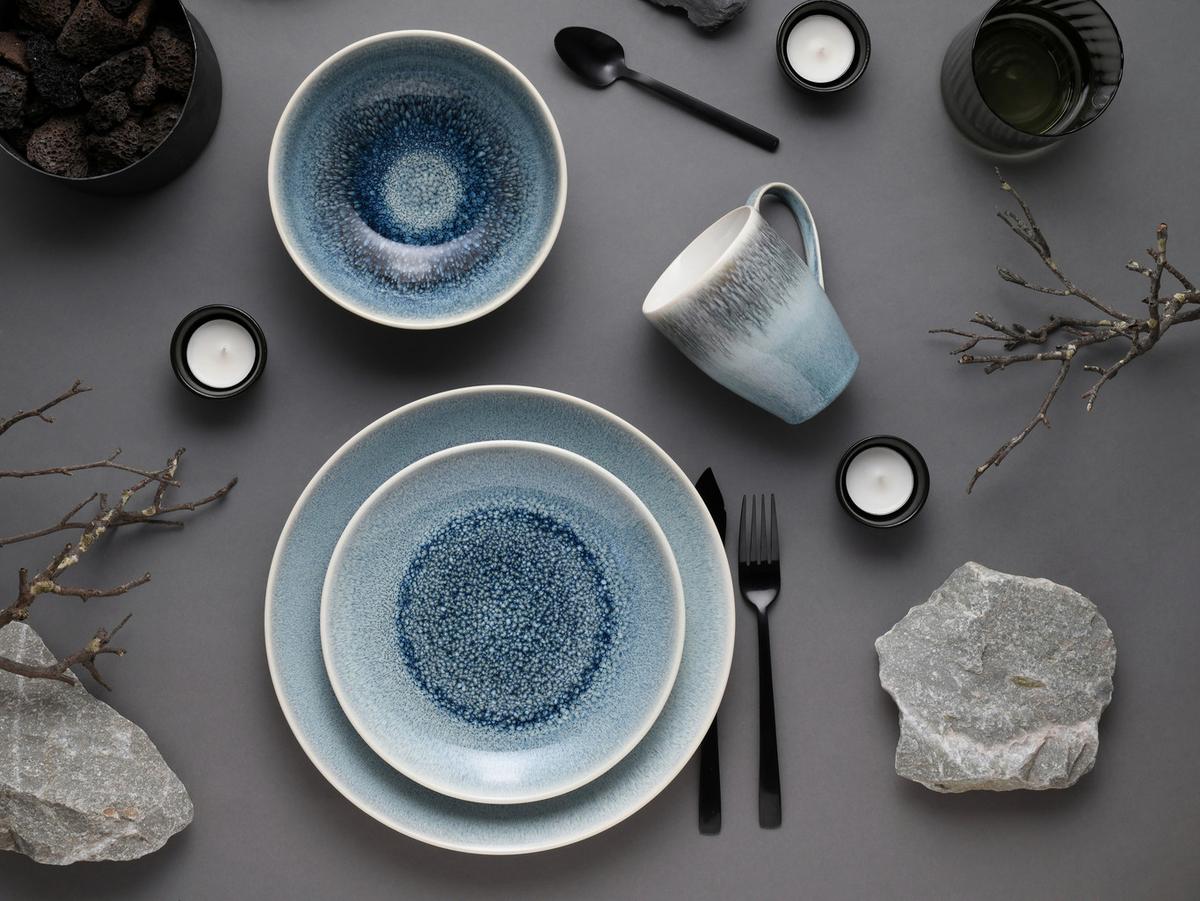 Kombiservice Caldera Hellblau, Weiß 8--Teilig - Weiß/Hellblau, Basics, Keramik - Creatable