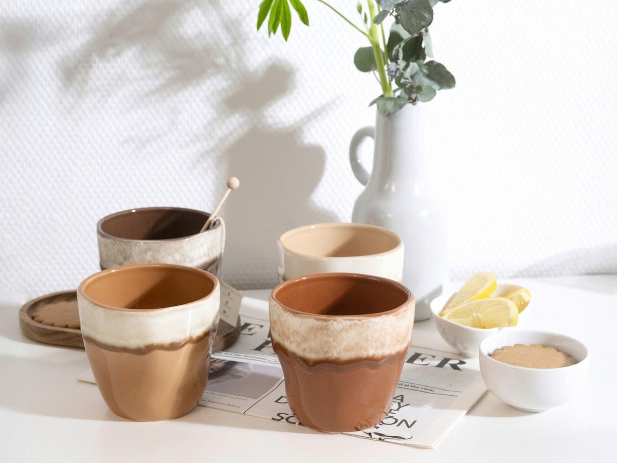 Tassenset, 4tlg. Steinzeug, Creme - Schlammfarben/Creme, Basics, Keramik (10/9cm) - Creatable