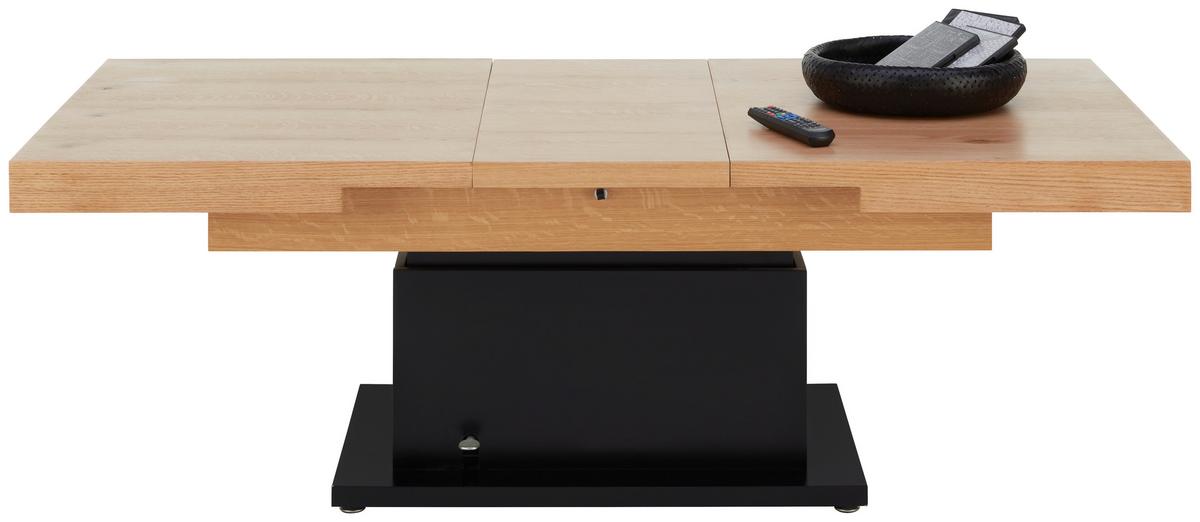 Konferenční stolek 2 v 1 Based černá/dekor dub - černá/barvy dubu, Moderní, kov/dřevo (133-170/80/51,5-77,5cm) - Based