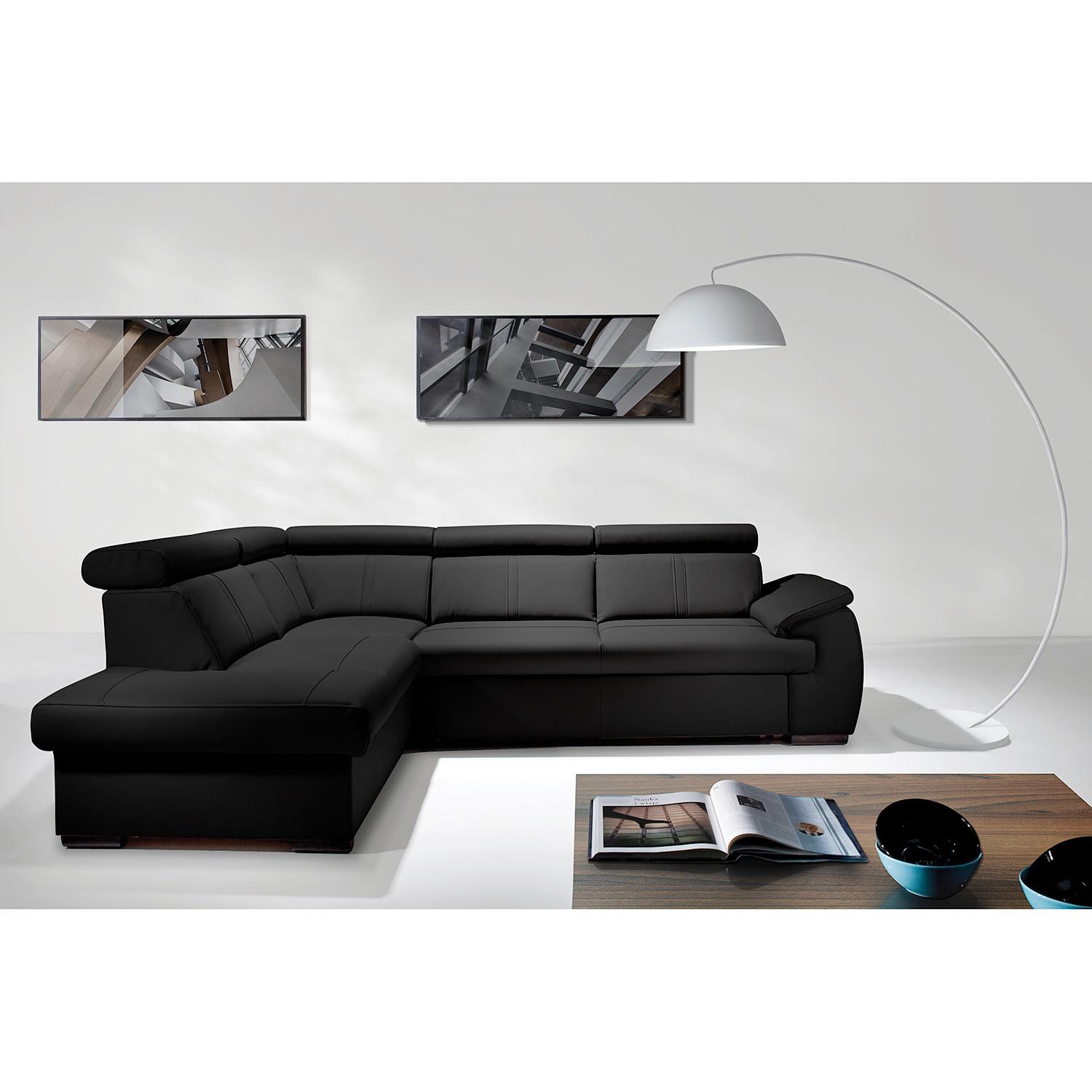 Ecksofa City Schwarz B: 211x265 Cm - Wengefarben/Schwarz, Design, Leder (211/265cm) - Livetastic