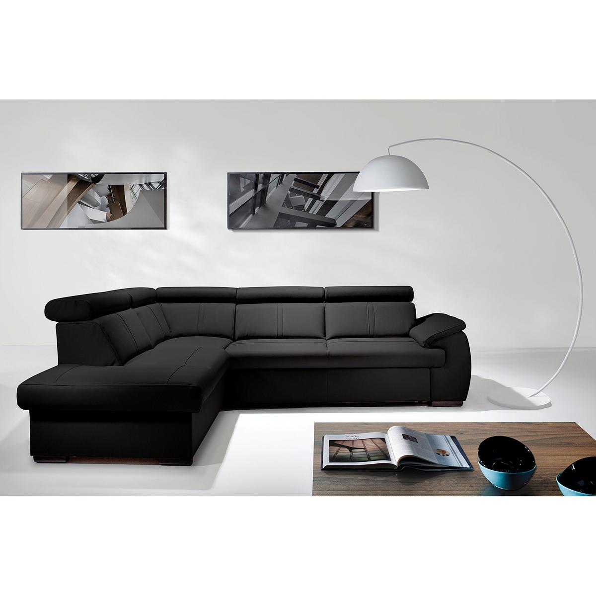 Ecksofa City Schwarz B: 211x265 Cm - Wengefarben/Schwarz, Design, Leder (211/265cm) - Livetastic