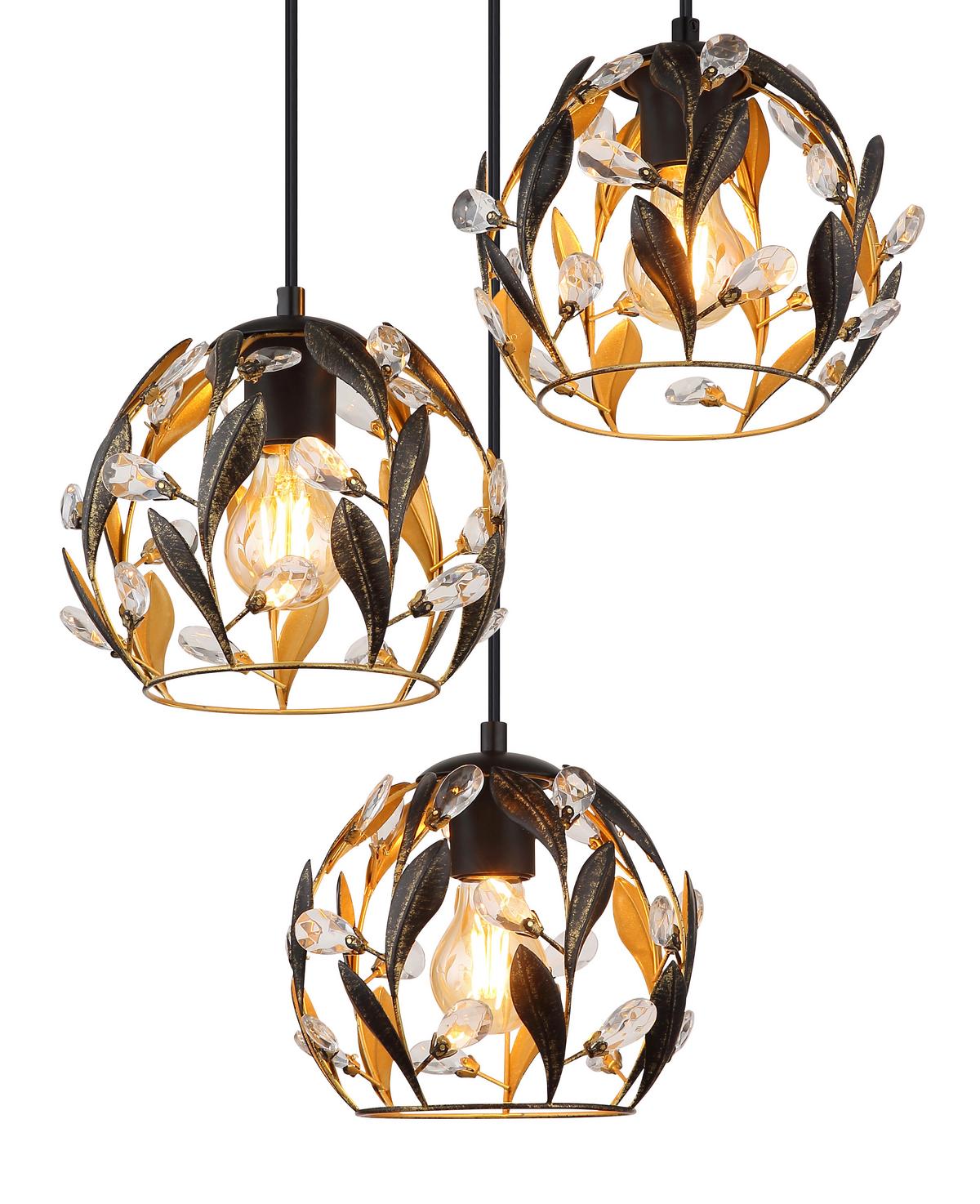 Hängeleuchte Mika D: 40 cm Klar Schwarz Goldfarben - Klar/Goldfarben, Basics, Kunststoff/Metall (40/150cm) - Globo