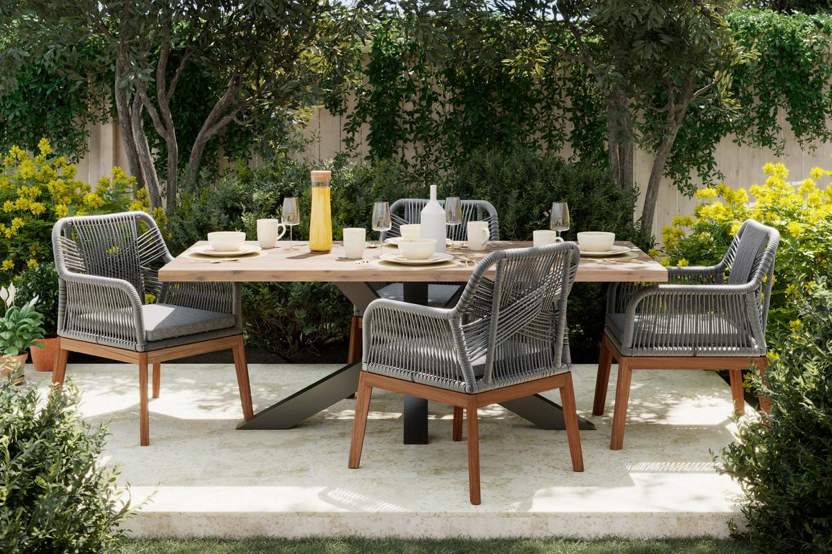 ZÁHRADNÝ STÔL ALENA - čierna/farba akácie, Natur, kov/drevo (200/100/76cm) - Mömax