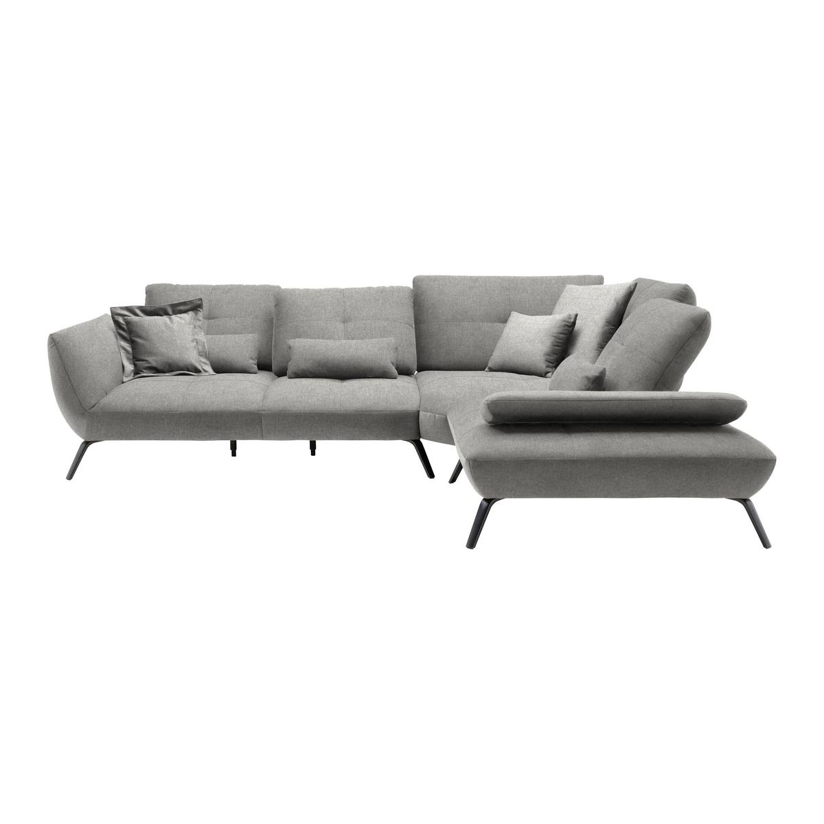 Rohová sedačka TRENDY, pravá, sivá - čierna/sivá, Modern, kov/kompozitné drevo (310/93/250cm) - Premium Living