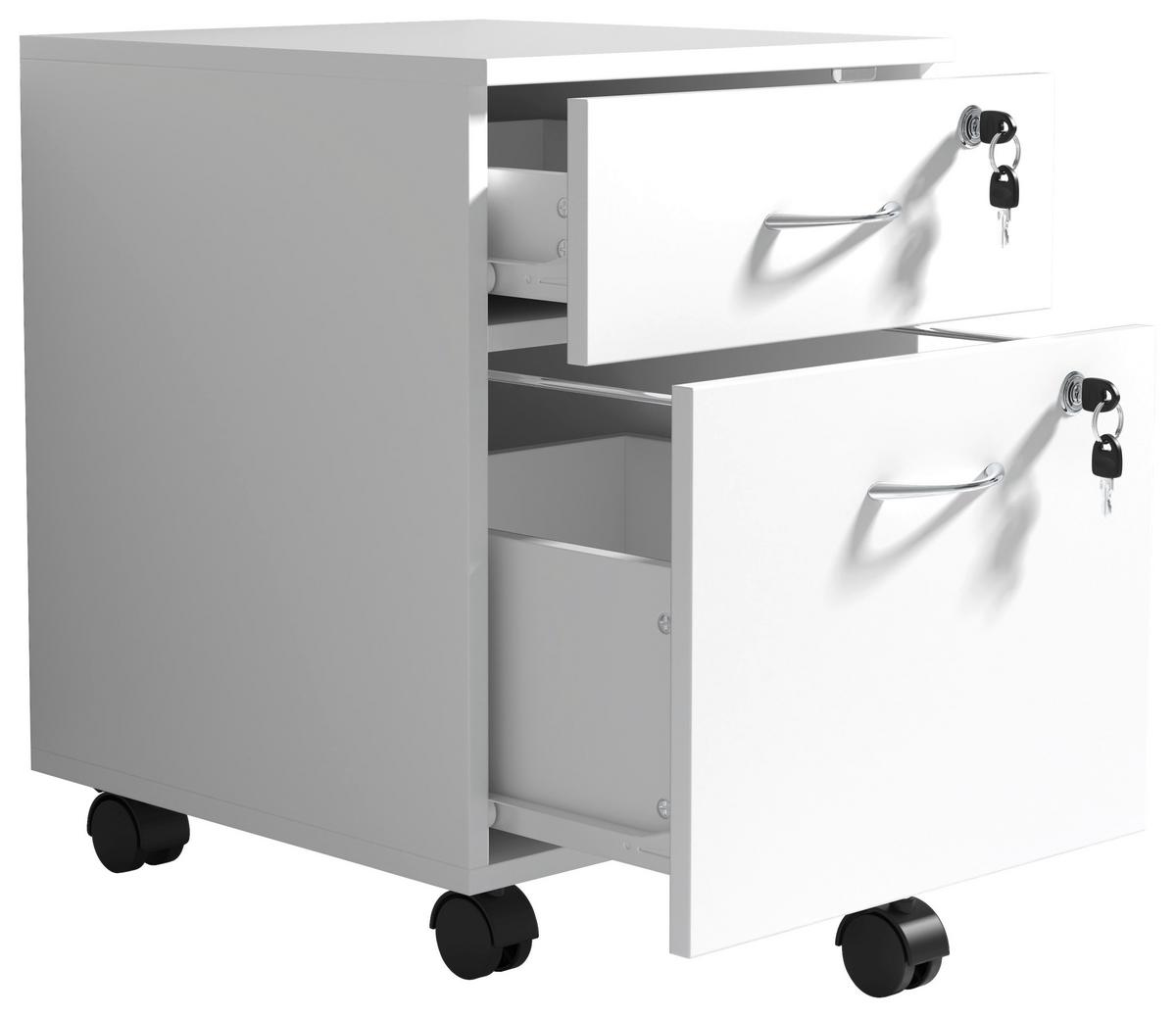 Rollcontainer Baula Weiß B: 40 Cm - Weiß, Design, Holzwerkstoff/Kunststoff (40/54/44cm) - MID.YOU