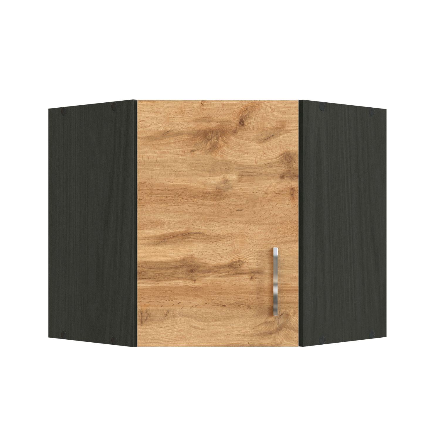Eckoberschrank B: 60 cm Eiche Dekor 1 Drehtür - Anthrazit/Eiche Wotan, MODERN, Holzwerkstoff (60/57/60cm) - Held