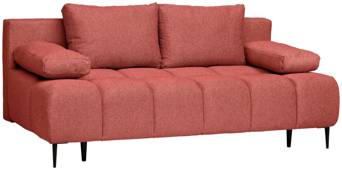Schlafsofa Bobbio Koralle B: 204cm - Koralle/Schwarz, MODERN, Textil (204/90/95cm) - MID.YOU