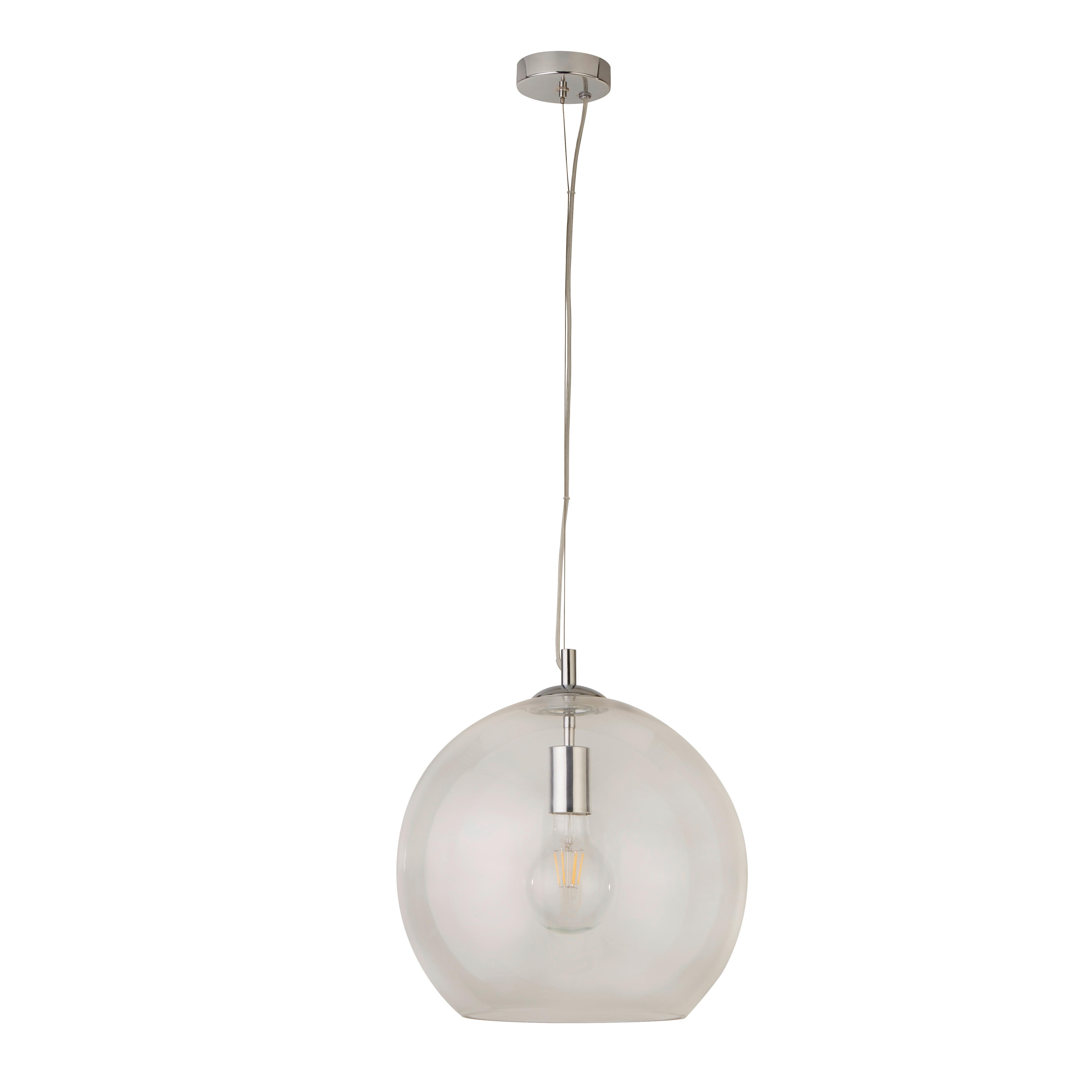 Hängeleuchte Balls H: 120 cm, 1-Flammig, höhenverstellbar - Chromfarben, Design, Glas/Metall (35/120cm)