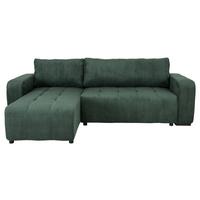 Ecksofa mit Bettfunktion Marseille, waldgrün - Waldgrün/Schwarz, Trend, Holz/Holzwerkstoff (155/240cm)