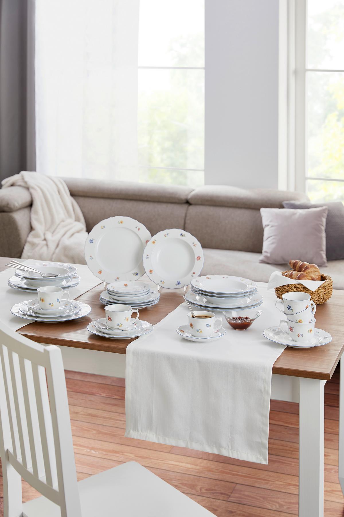 Tafelservice Sonate Porzellan Für 6 Personen, Geschirr Set - Multicolor/Weiß, ROMANTIK / LANDHAUS, Keramik (26/26/15cm) - Seltmann Weiden