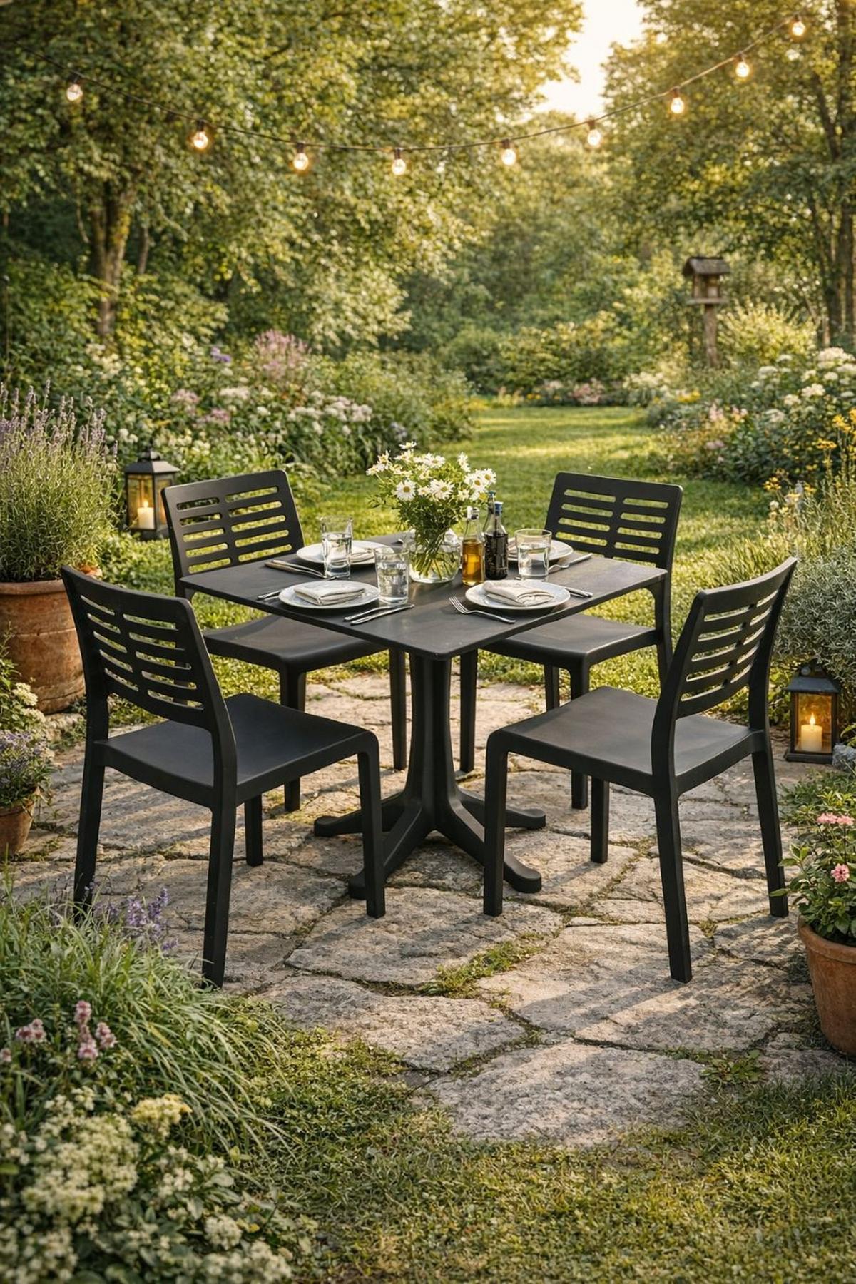 Gartentisch Ponente Kunststoff L 70 cm - Anthrazit, Basics, Kunststoff (70/70/72cm)