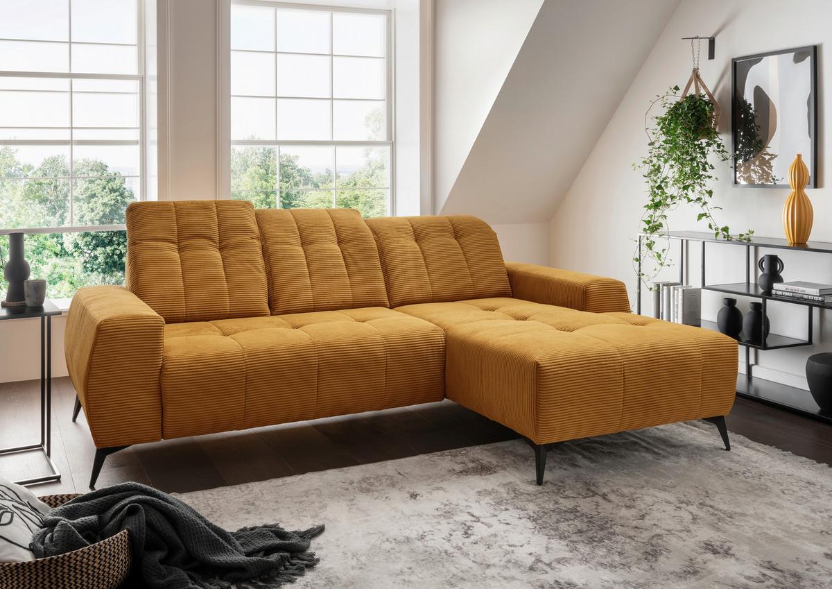 Ecksofa Mit Usb Anschluss Sano, Goldfarben,s: 258x180 Cm - Goldfarben/Schwarz, MODERN, Textil (258/180cm) - Livetastic