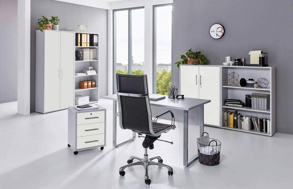 Büro Office Edition Grau/Weiß - Weiß/Grau, MODERN, Holzwerkstoff/Metall - MID.YOU