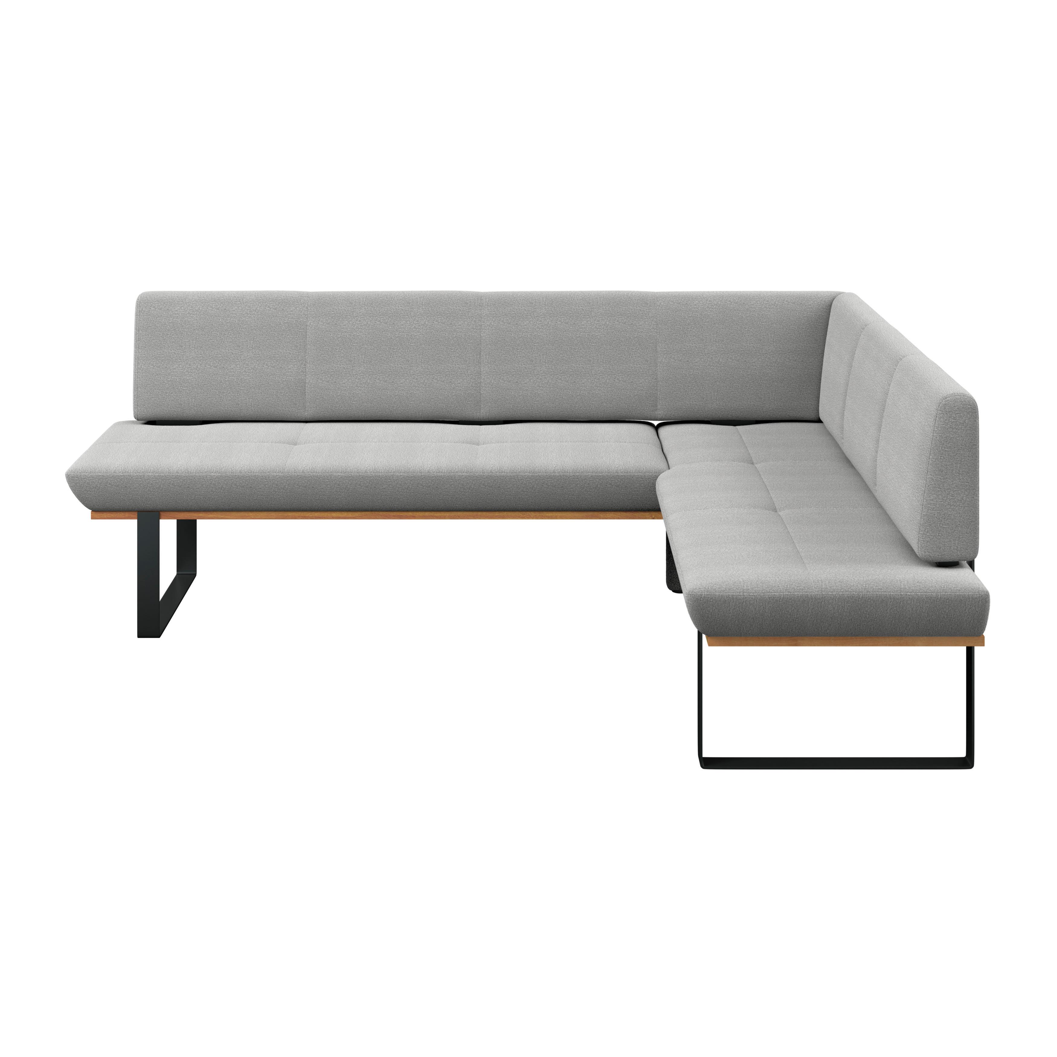 Eckbank Tirstan Webstoff hellgrau,S:245x195cm - Hellgrau/Schwarz, MODERN, Holz/Textil (245/195cm) - James Wood