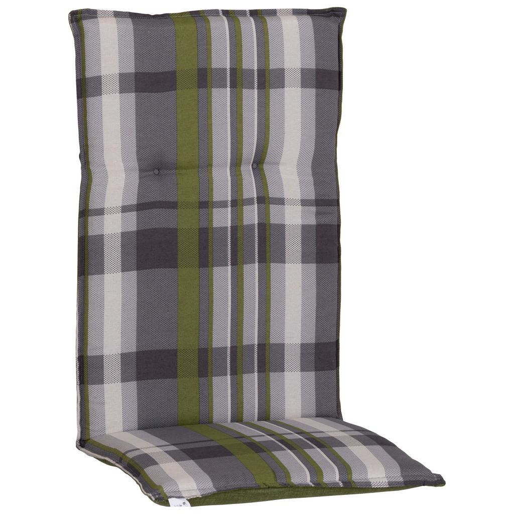Sesselauflage Hochlehner Grün/Grau Kariert