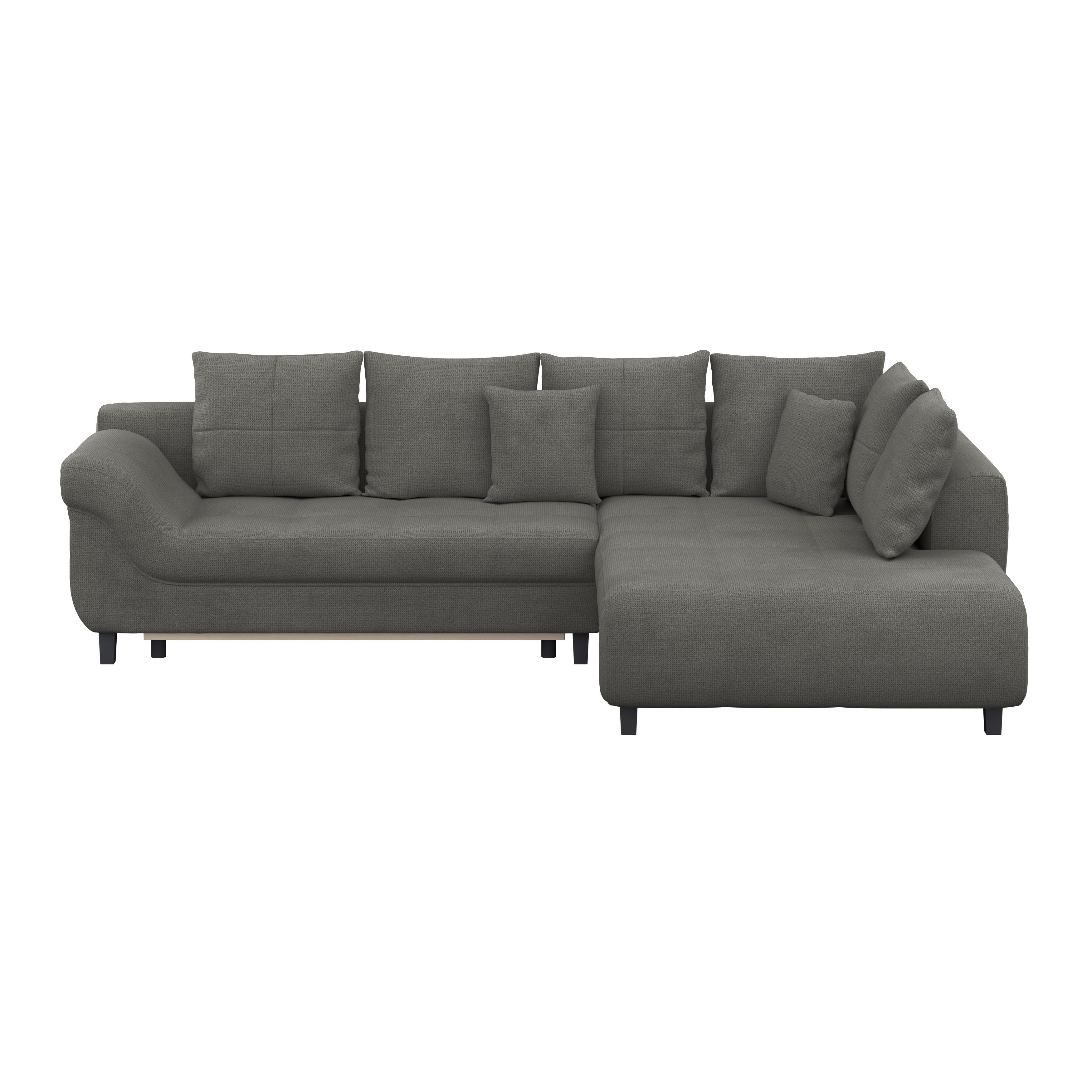 Ecksofa Mit Schlaffunktion Mendoza New Chenille 309x197cm - Anthrazit/Schwarz, KONVENTIONELL, Textil (309/197cm) - Ondega
