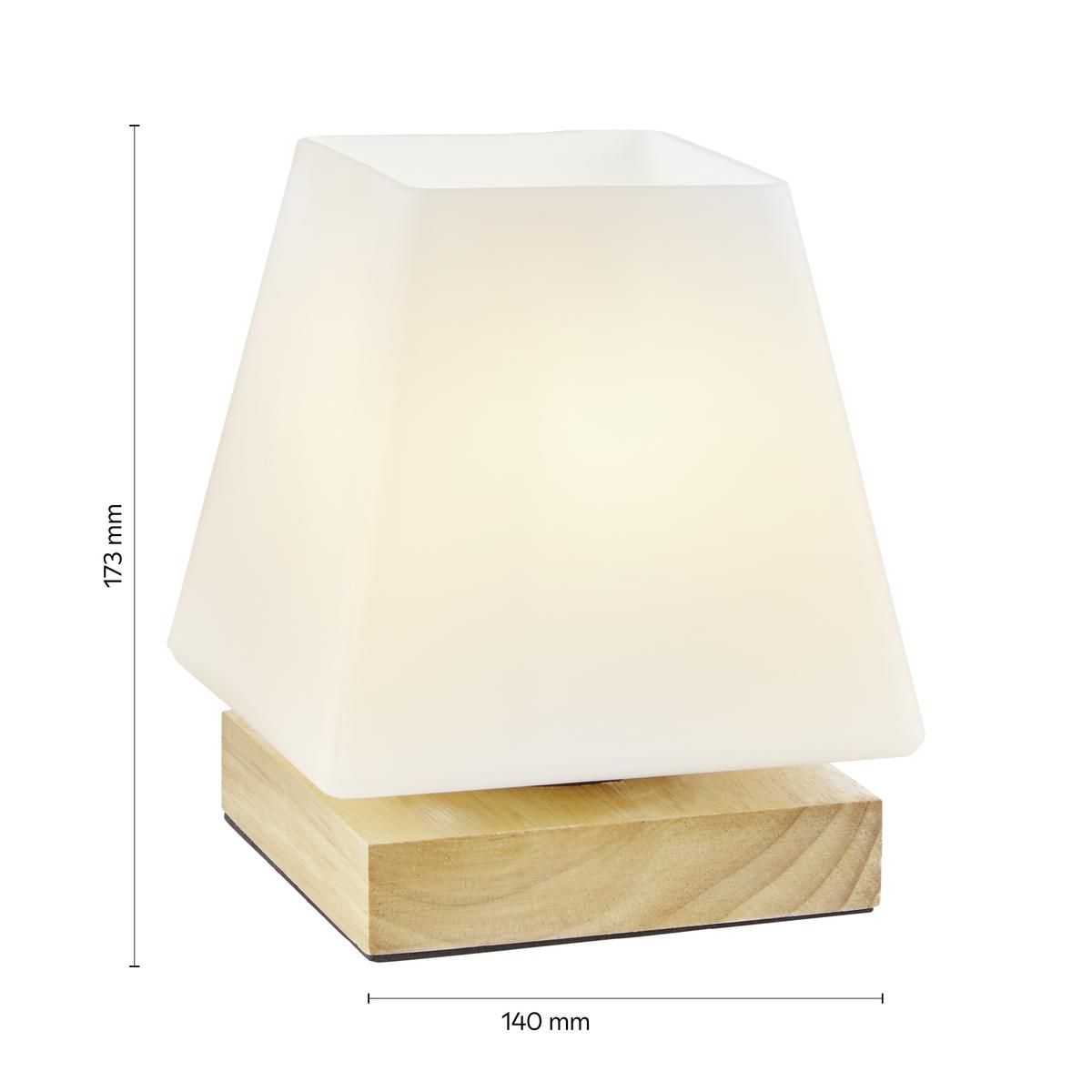 Stolní lampa Holly 14/17,3cm, 60 Watt - přírodní barvy, Moderní, dřevo/sklo (14/14/17,3cm) - Mömax