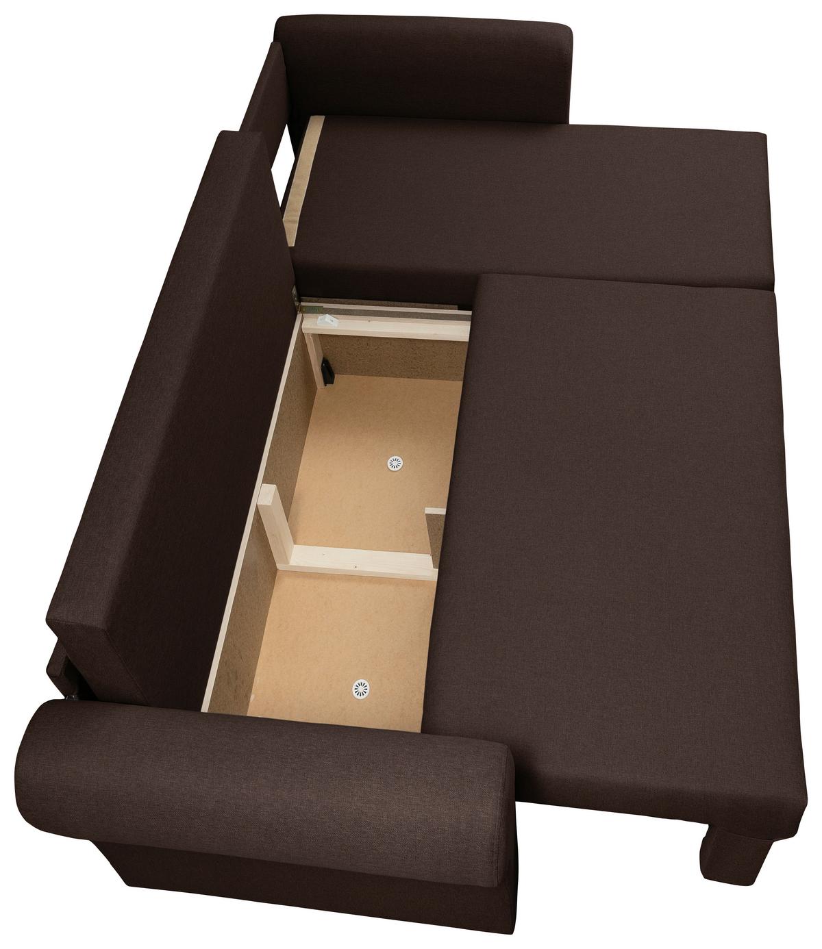 Ecksofa Sara - Dunkelbraun/Schwarz, Design, Textil (248/143cm) - P & B