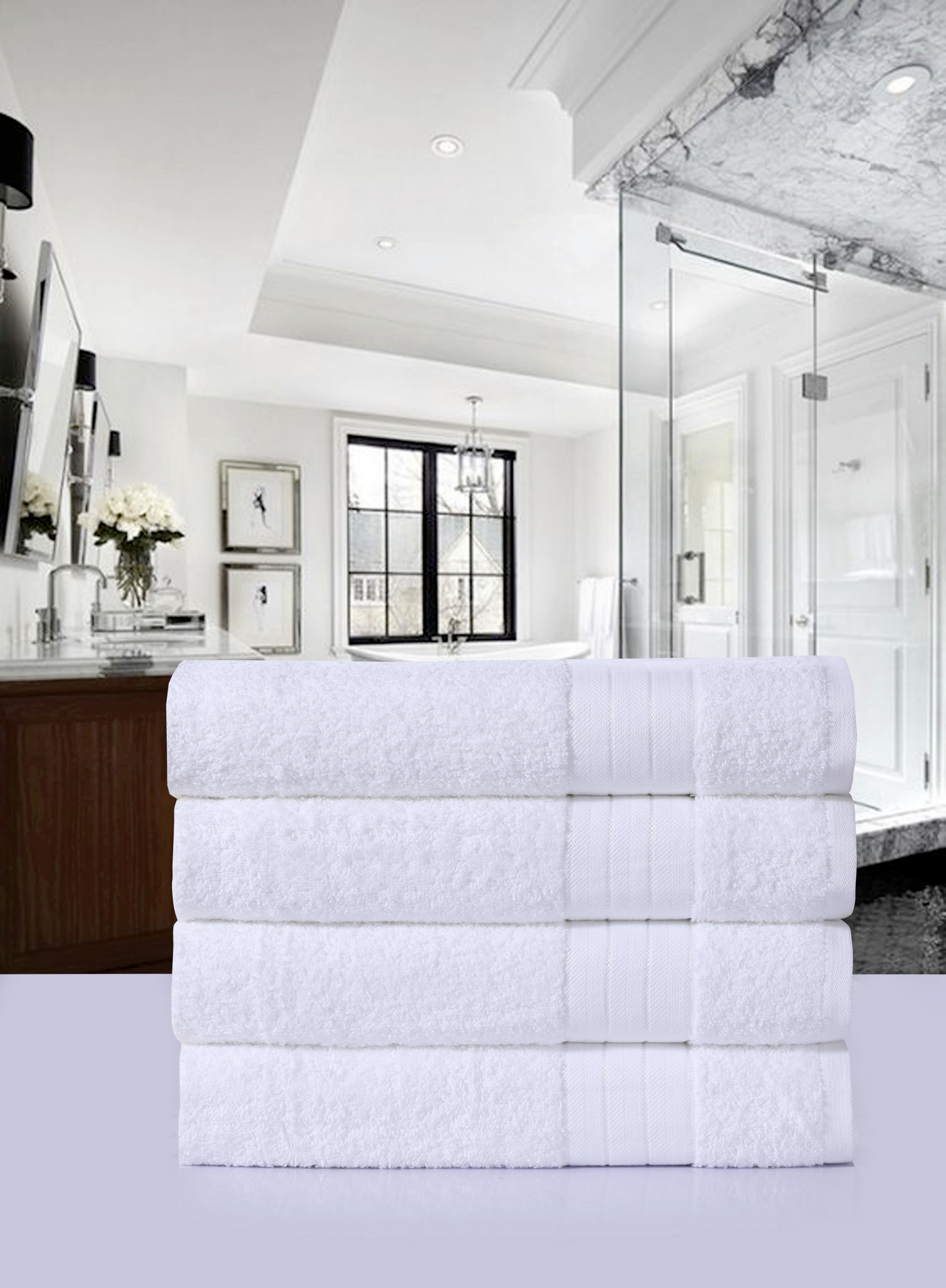 Handtuch Cotton Baumwolle 500 G/M2 Weiß 50x100 cm 4er-Set - Weiß, KONVENTIONELL, Textil (50/100cm) - MID.YOU