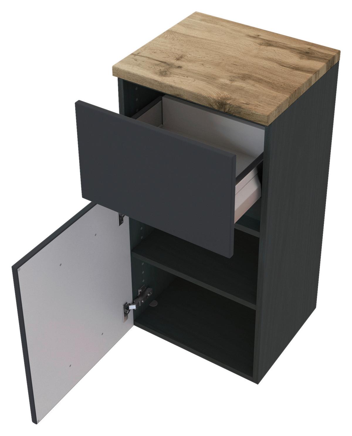 Unterschrank Mit Türdämpfer Pienza B: 40 Cm, Graphitfarben - Eichefarben/Silberfarben, Basics, Holzwerkstoff (40/79/35cm) - Held