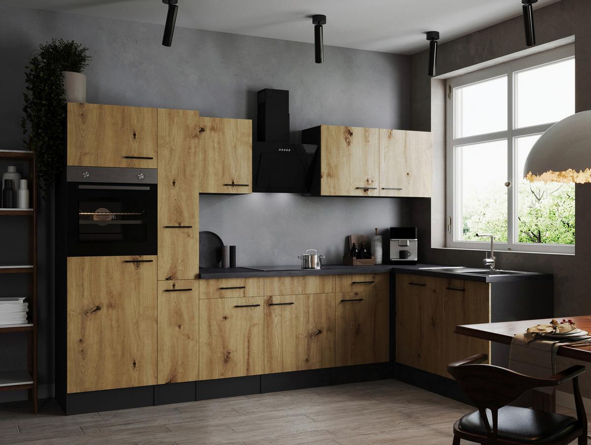 Eckküche Oliver Artisan Dekor S: 310x172 Cm - Eiche Artisan/Grau, Design, Holzwerkstoff (310/172cm) - Respekta