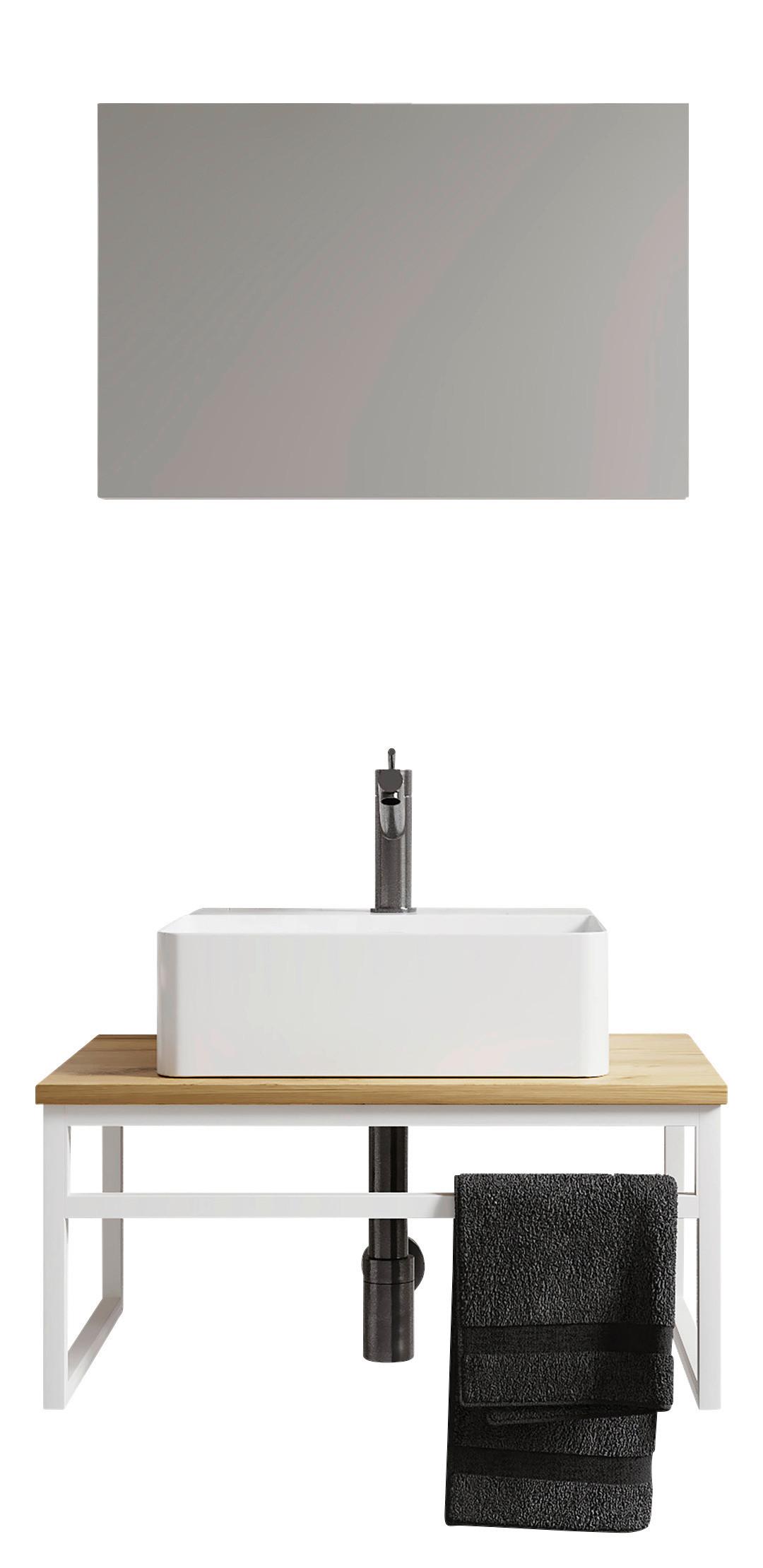 Badezimmer 3--Teilig. Waschplatz "bitila 60" - Honigeiche/Weiß, MODERN, Glas/Keramik (60cm) - MID.YOU