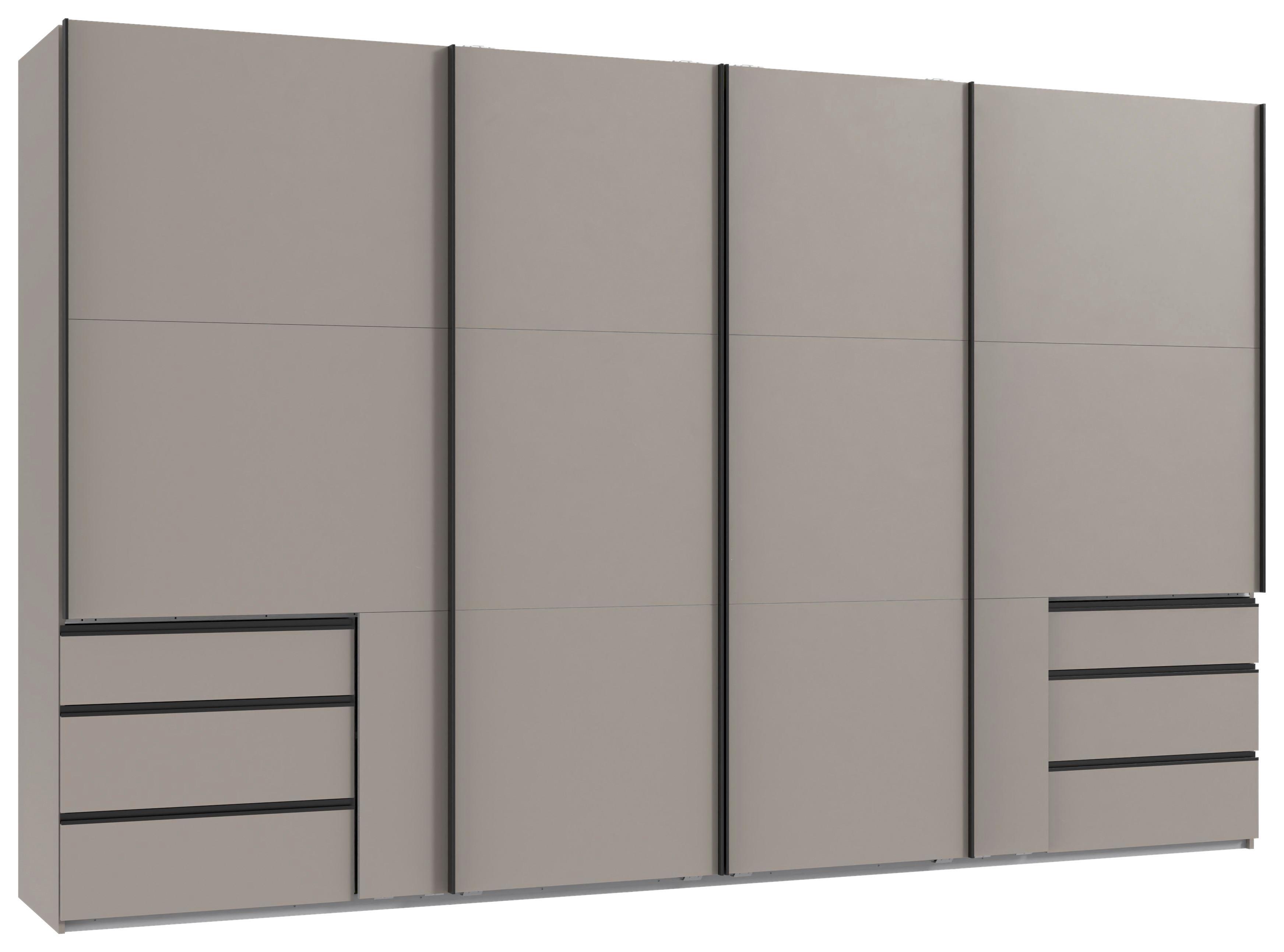 SCHWEBETÜRENSCHRANK Level Saharagrau B: 350cm - Grau/Sahara, Basics, Holzwerkstoff (350/216/65cm) - MID.YOU