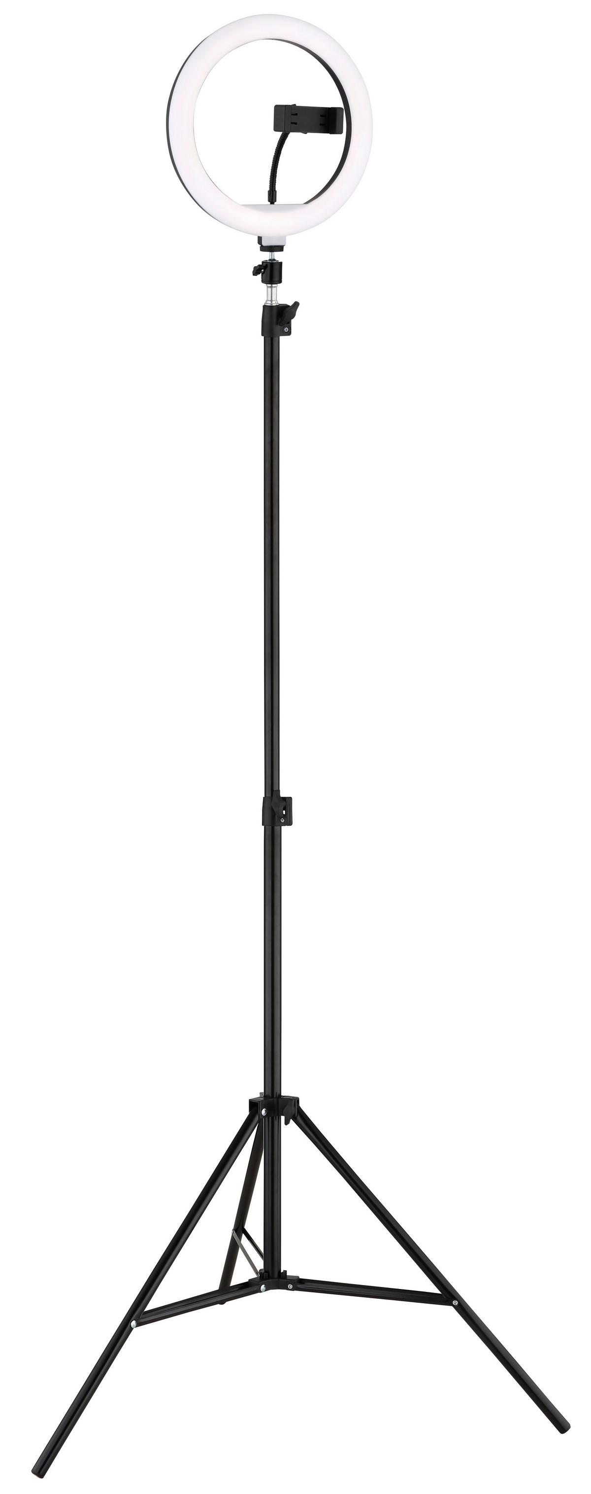 LED-STEHLEUCHTE Delgado - Opal/Schwarz, Design, Kunststoff/Metall (63/210cm) - Globo