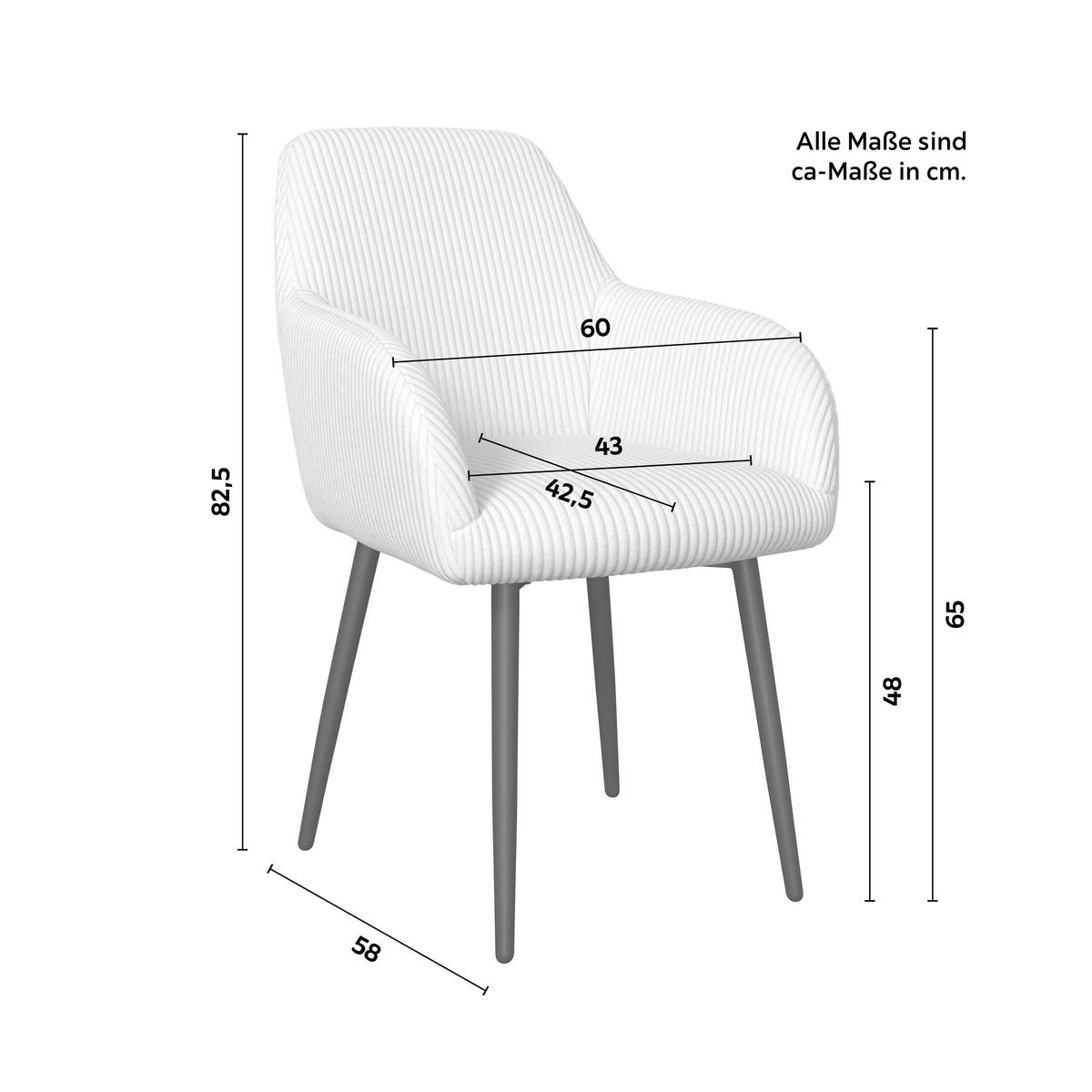 ŽIDLE S PODRUČKAMI ALANI KRÉMOVÁ - černá/krémová, Moderní, kov/textil (60/82,5/58cm) - Bessagi Home