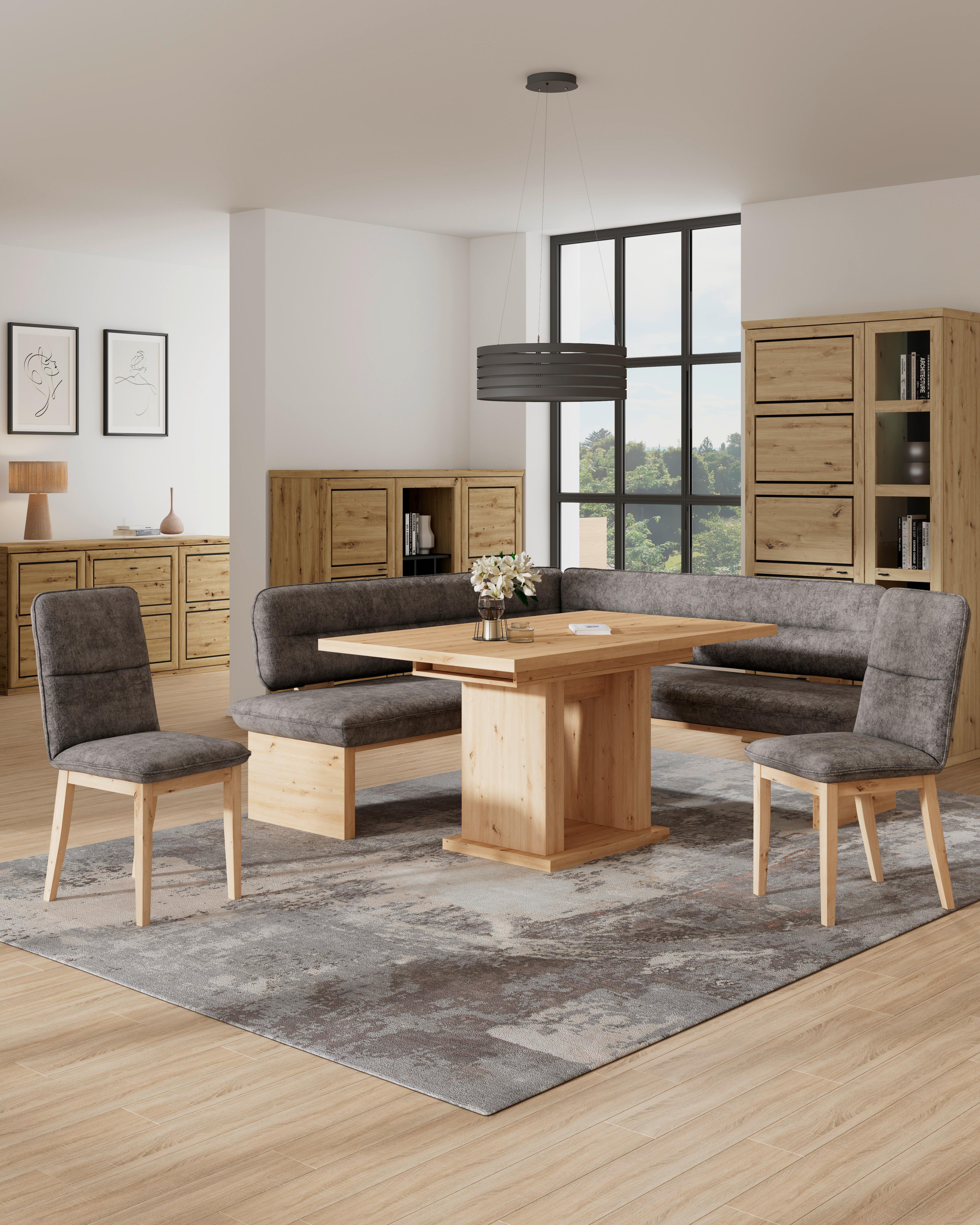 Eckbank Beluna Ii Webstoff Grau, B: 192 Cm - Eichefarben/Grau, KONVENTIONELL, Holz/Textil (192/170cm) - James Wood