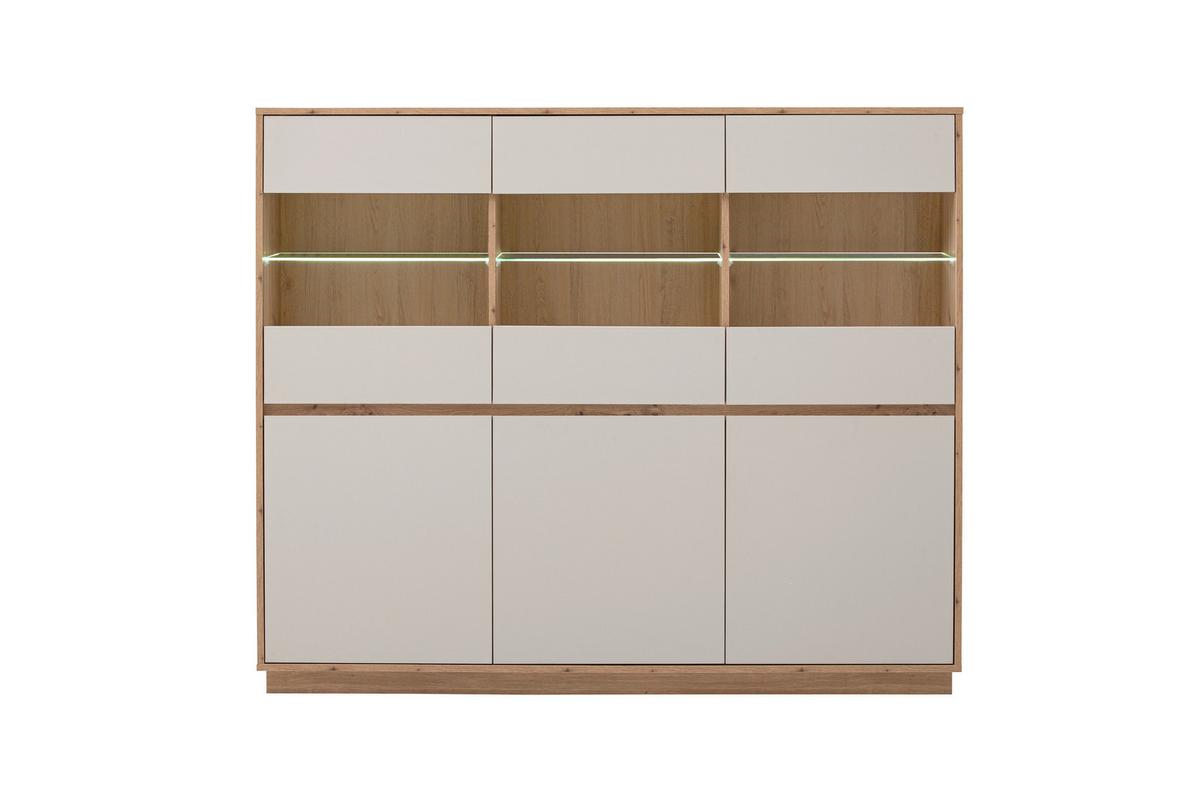 Highboard Sonora Kashmir/Eiche B: 164cm - Kaschmir/Eiche Artisan, Design, Glas/Holzwerkstoff (164/138/40cm) - MID.YOU