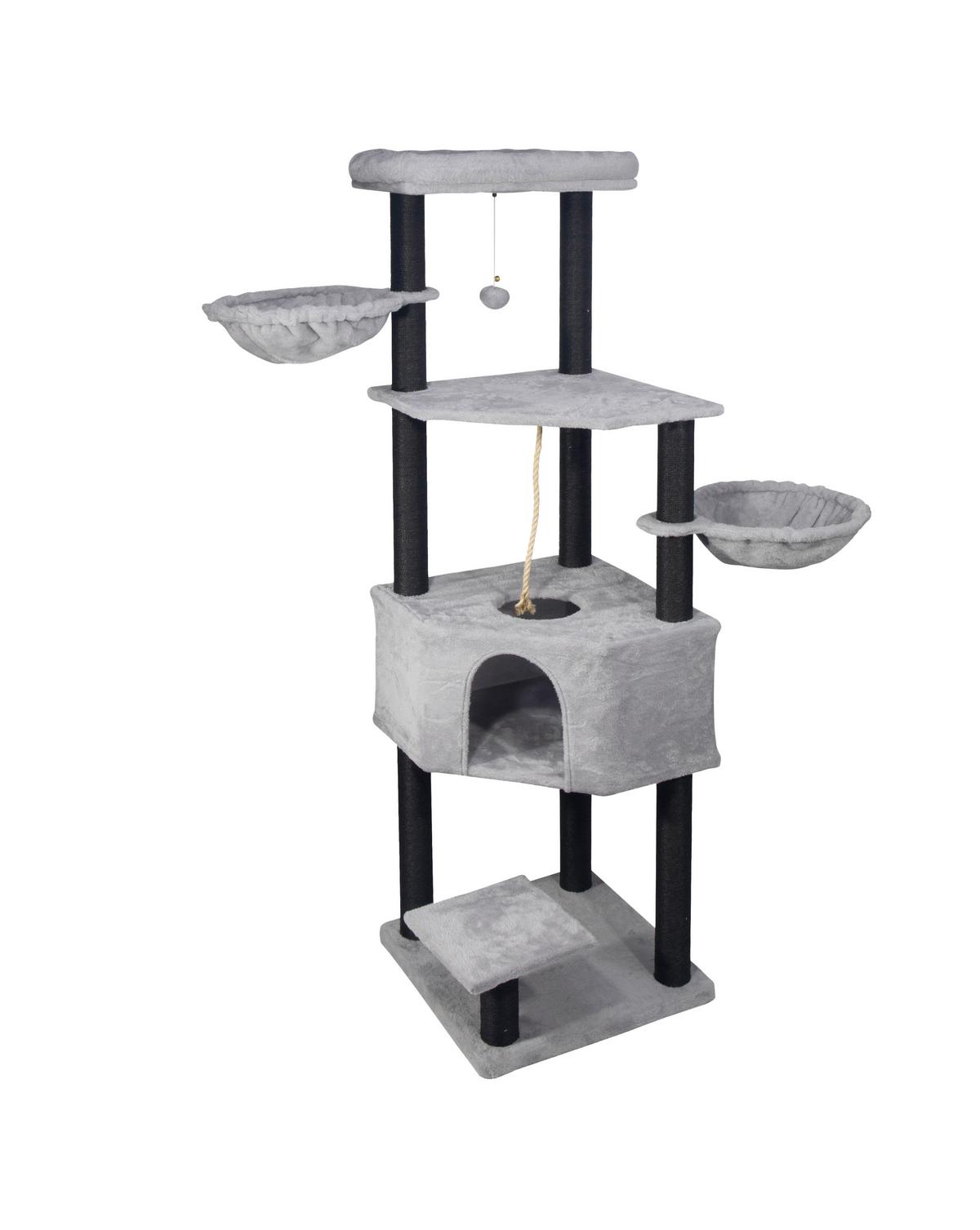 Škrabací strom pro kočky TIGER TIGER - šedá, Konvenční, karton/kompozitní dřevo (50/50/160cm) - Mömax