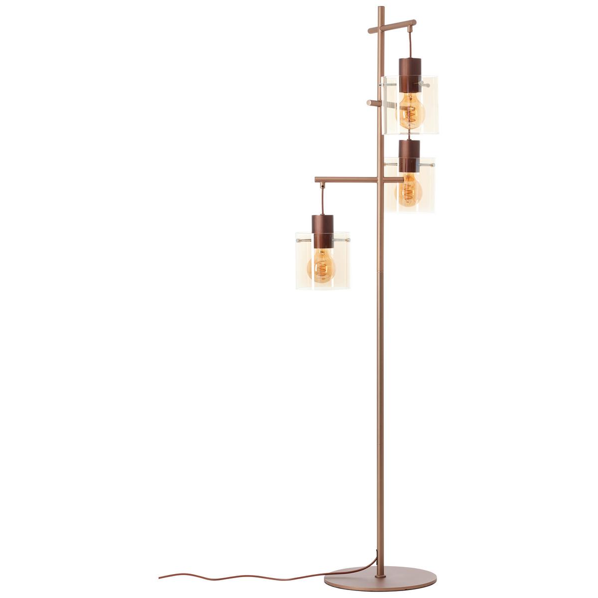 Stehleuchte Exkl. 3xe27, 60w - Bernsteinfarben/Braun, Basics, Glas/Metall (46/152,2cm)