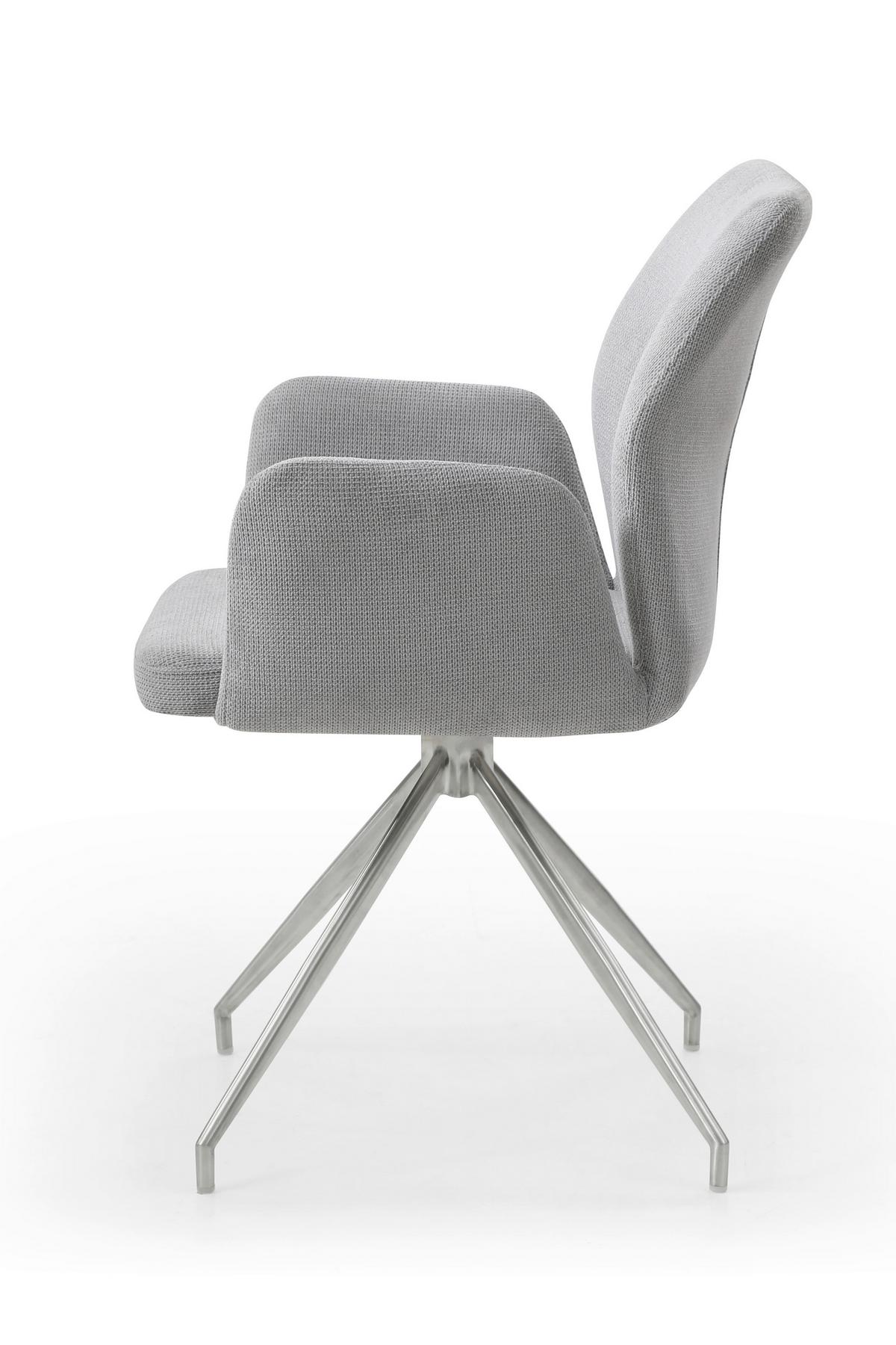 Tischgruppe Hellgrau/Cognac L: 180cm - Cognac/Silberfarben, MODERN, Holz/Textil (180/90/77cm) - Livetastic