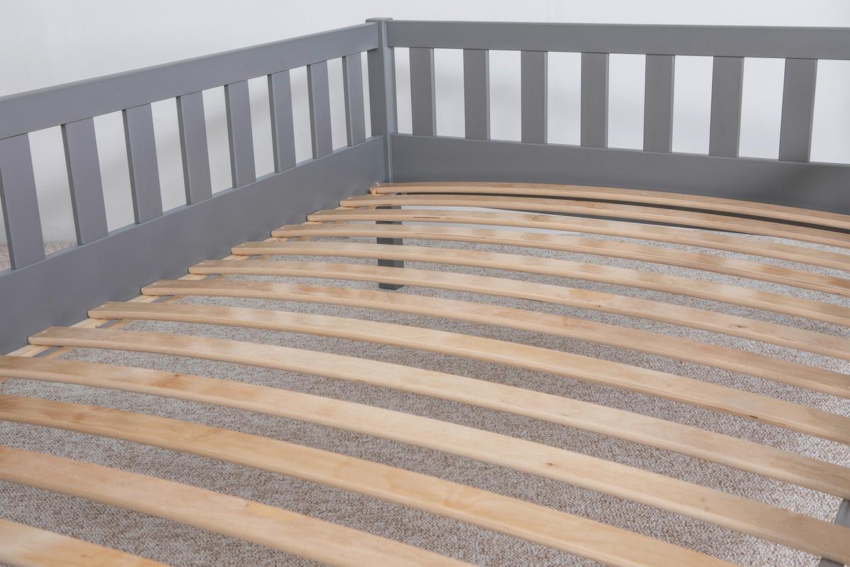 Bodenbett 90/200 cm In Hellgrau inkl. Laden - Hellgrau/Naturfarben, MODERN, Holz (90/200cm) - MID.YOU