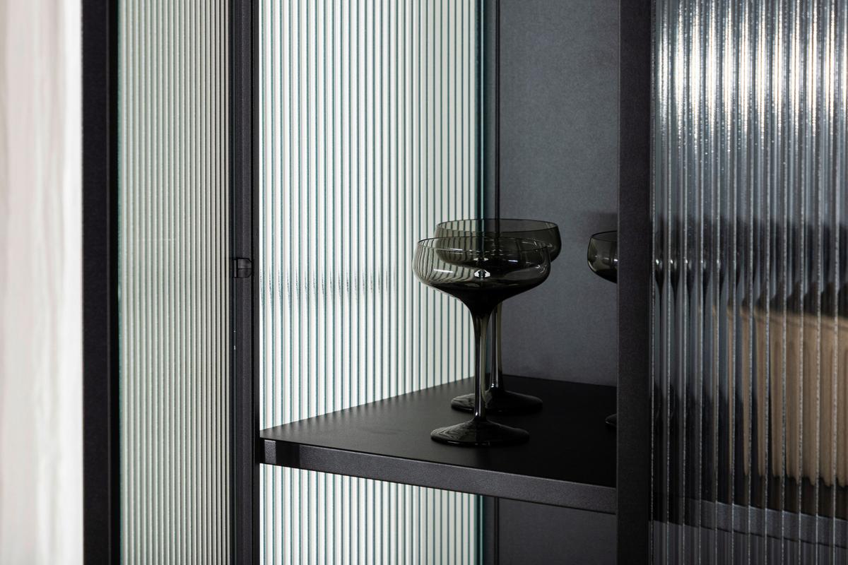 Highboard Garis - Schwarz, Design, Glas/Metall (70/160/40cm) - Livetastic