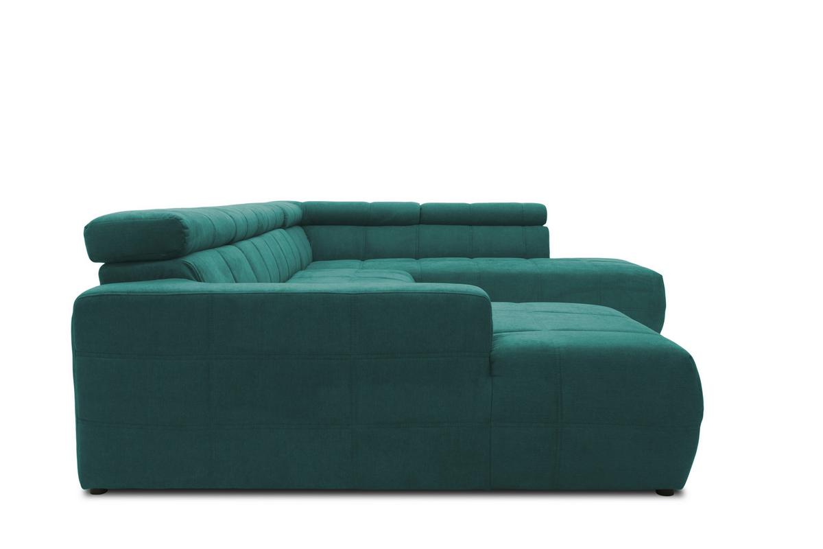 Wohnlandschaft Brandon Kopfteilverstellung Mintgrün - Schwarz/Mintgrün, Design, Textil (175/359/228cm) - MID.YOU
