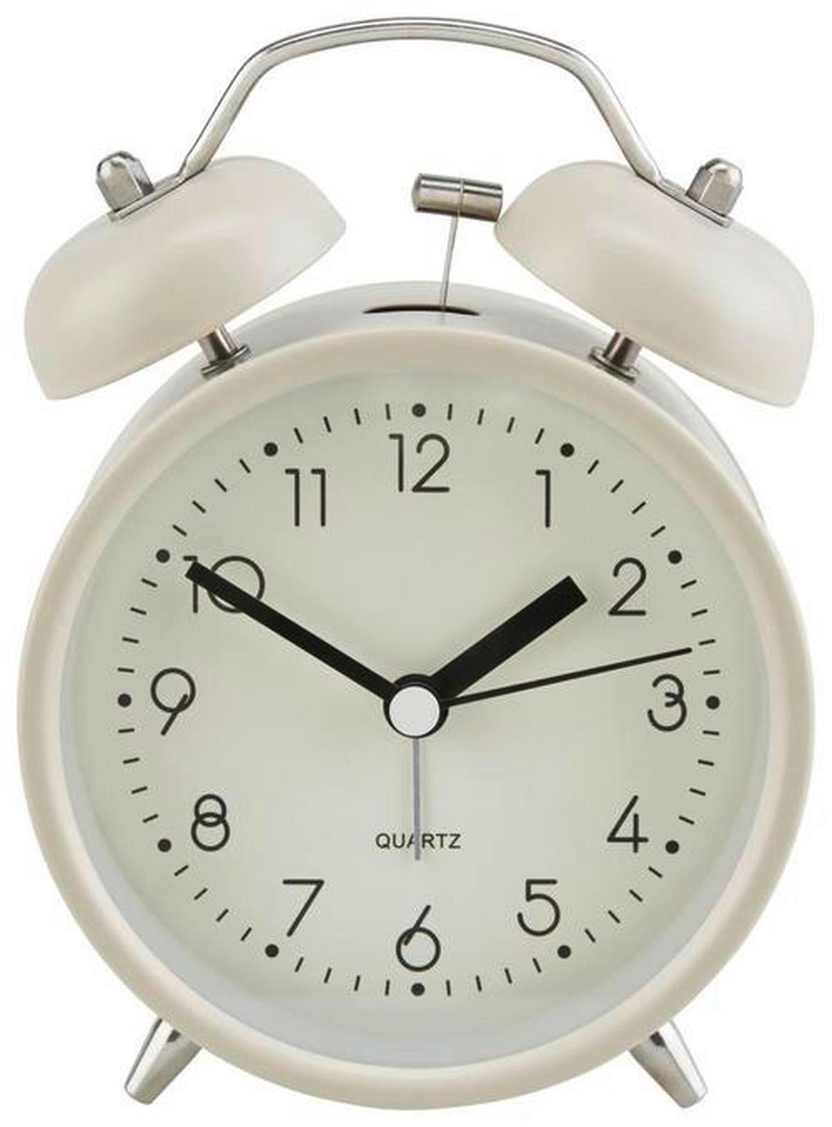 Wecker Alexiana Vintage-Look, H: 13 cm - Hellrosa/Schwarz, Basics, Glas/Papier (9,8/13/5,5cm) - Luca Bessoni