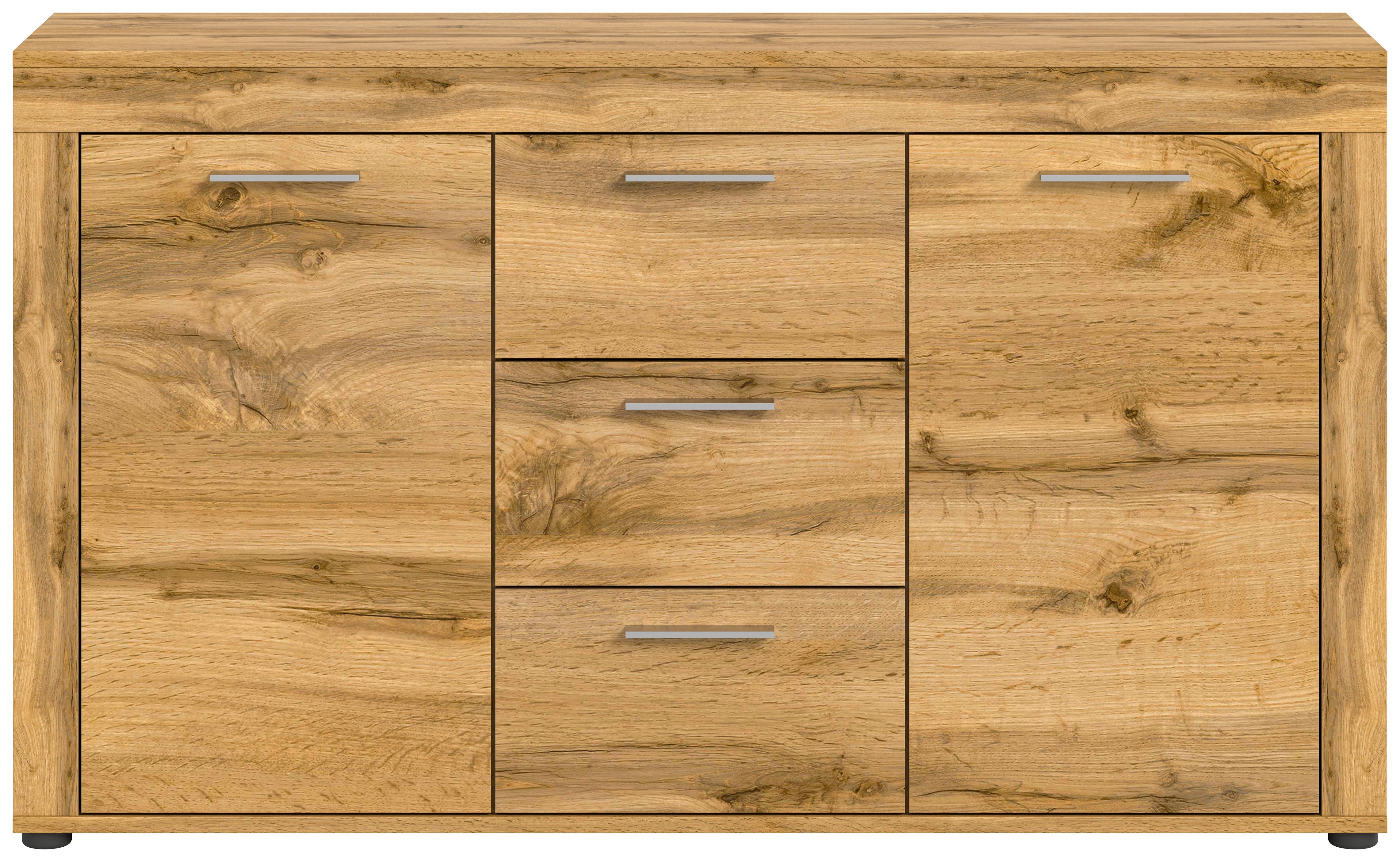 Sideboard Jam Eiche Dekor B: 125 Cm - Eiche Wotan/Schwarz, Design, Holzwerkstoff (125/80/35cm) - MID.YOU