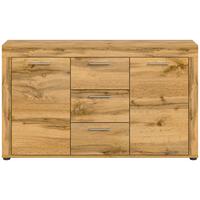 Sideboard Jam Eiche Dekor B: 125 Cm - Eiche Wotan/Schwarz, Design, Holzwerkstoff (125/80/35cm) - MID.YOU
