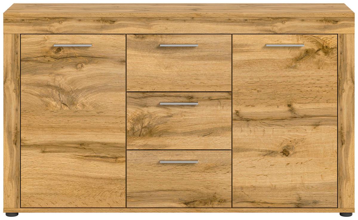 Sideboard Jam Eiche Dekor B: 125 Cm - Eiche Wotan/Schwarz, Design, Holzwerkstoff (125/80/35cm) - MID.YOU
