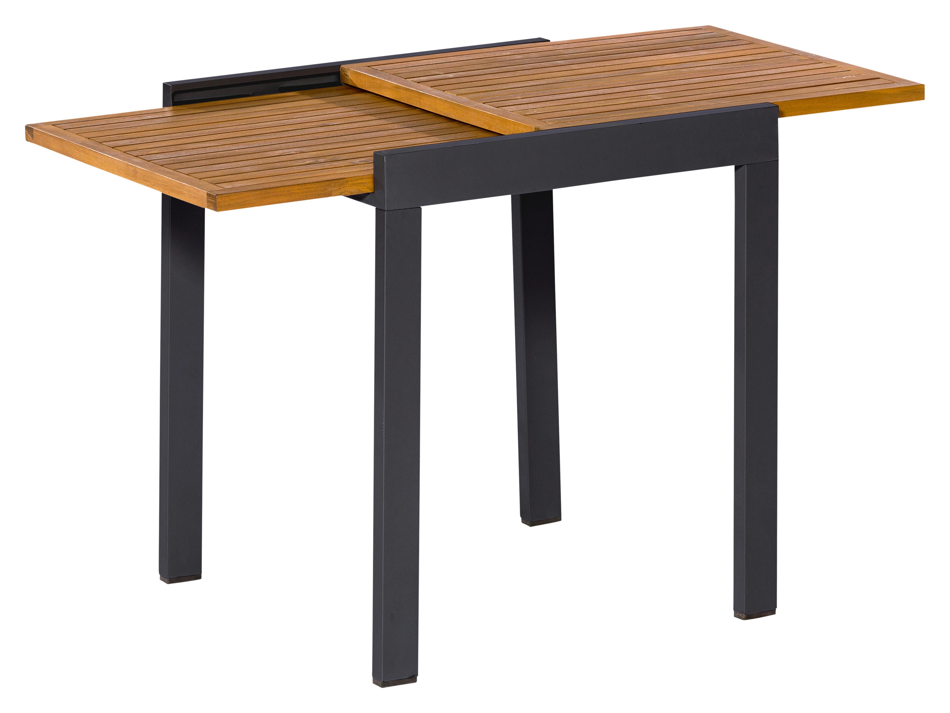 Balkontisch Balkonausziehtisch - Graphitfarben/Naturfarben, MODERN, Holz/Metall (65-130/75/65cm) - Gardenson