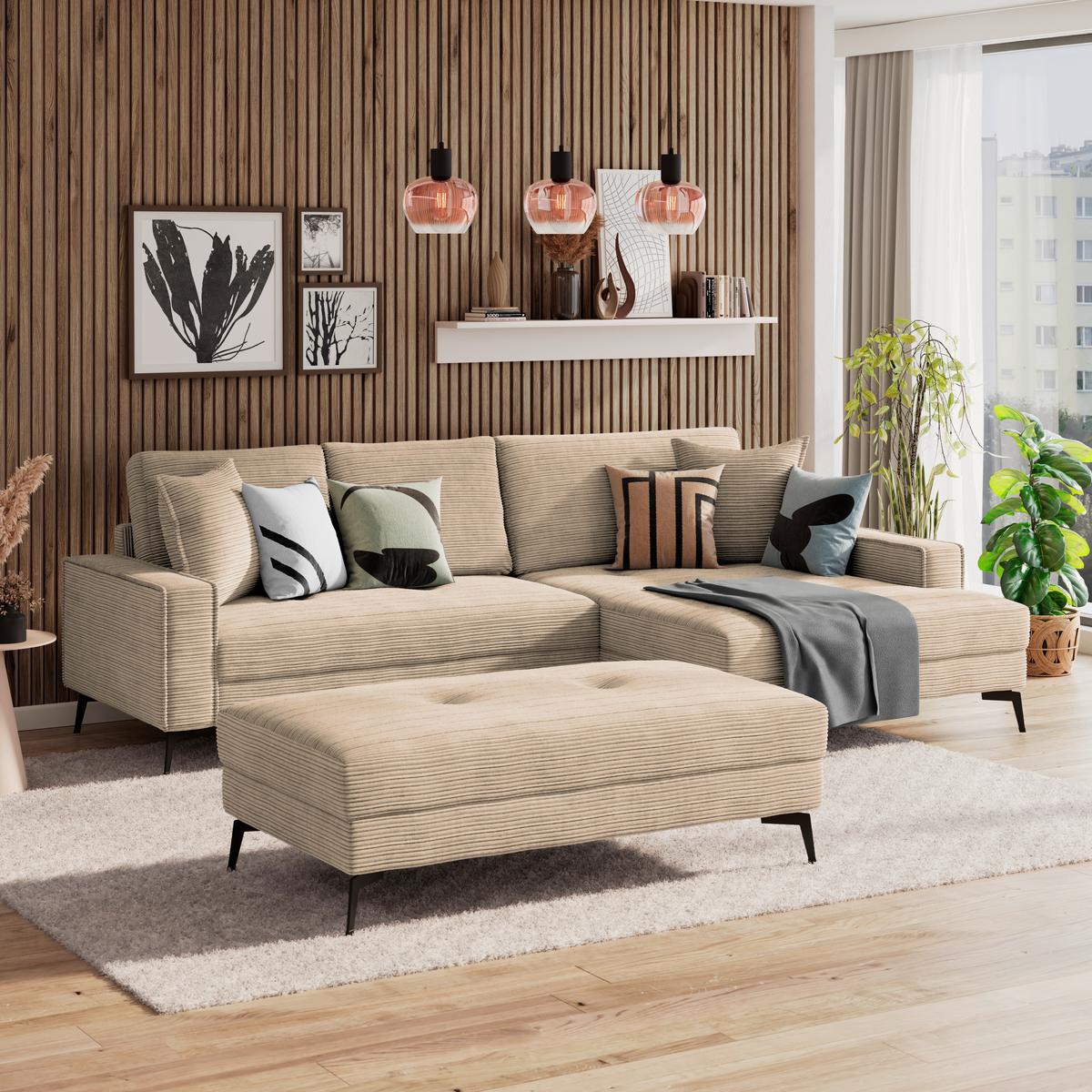 Taburet ZERO, světle šedá / béžová - světle šedá/béžová, Trend, textil (140/80cm)